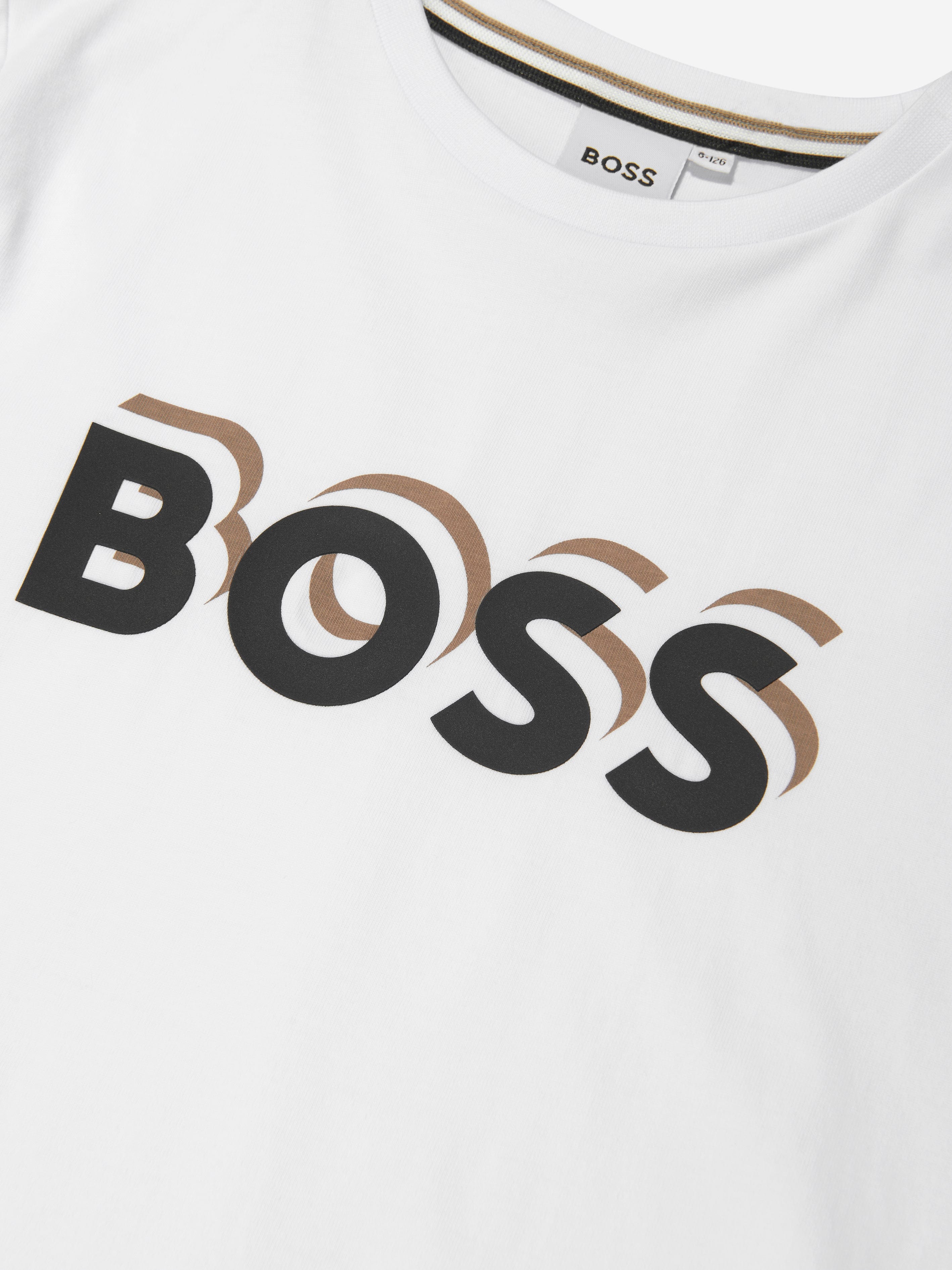 BOSS Boys Embossed Logo T-Shirt in White