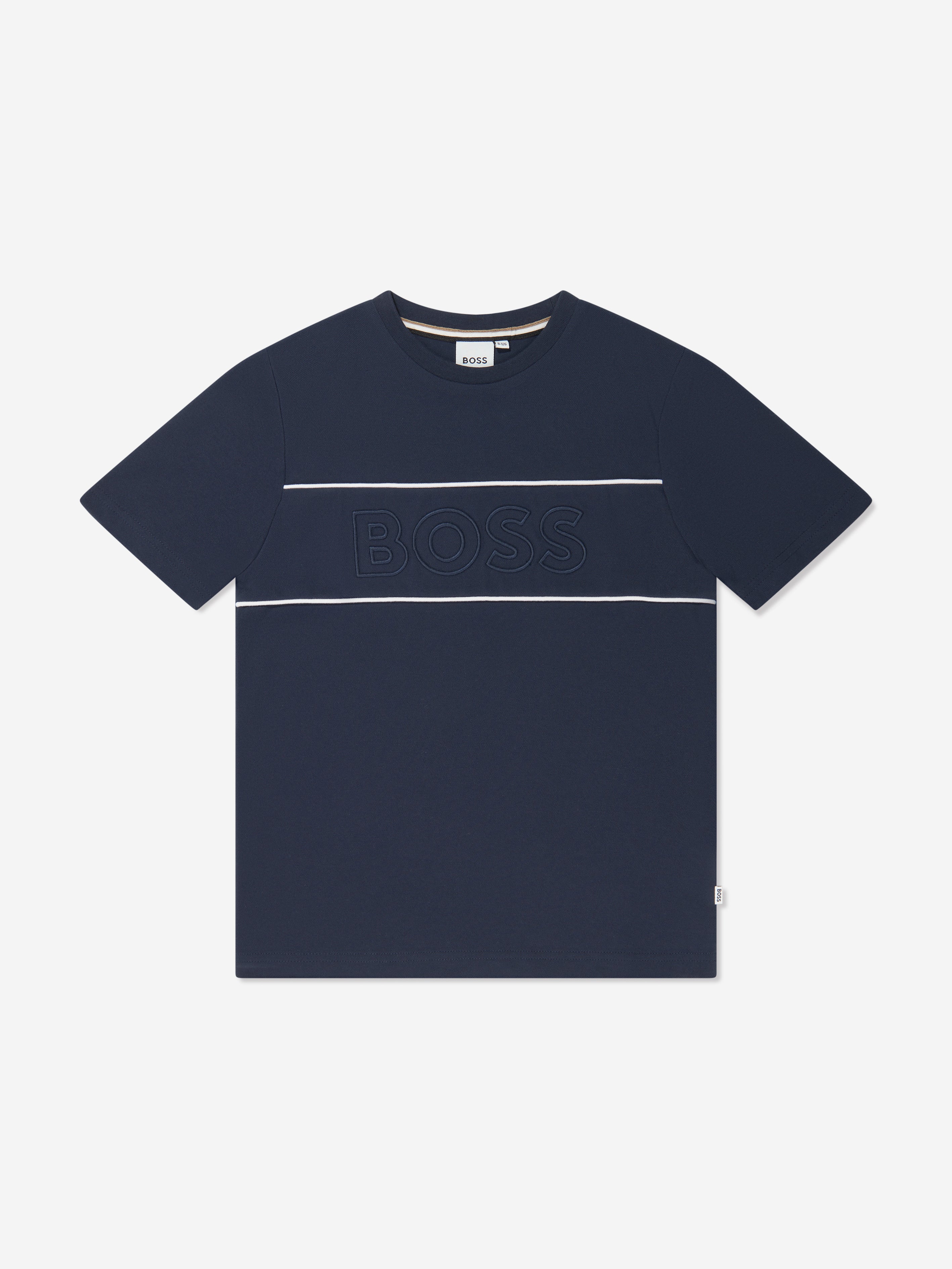 BOSS Boys Embroidered Logo T-Shirt in Navy