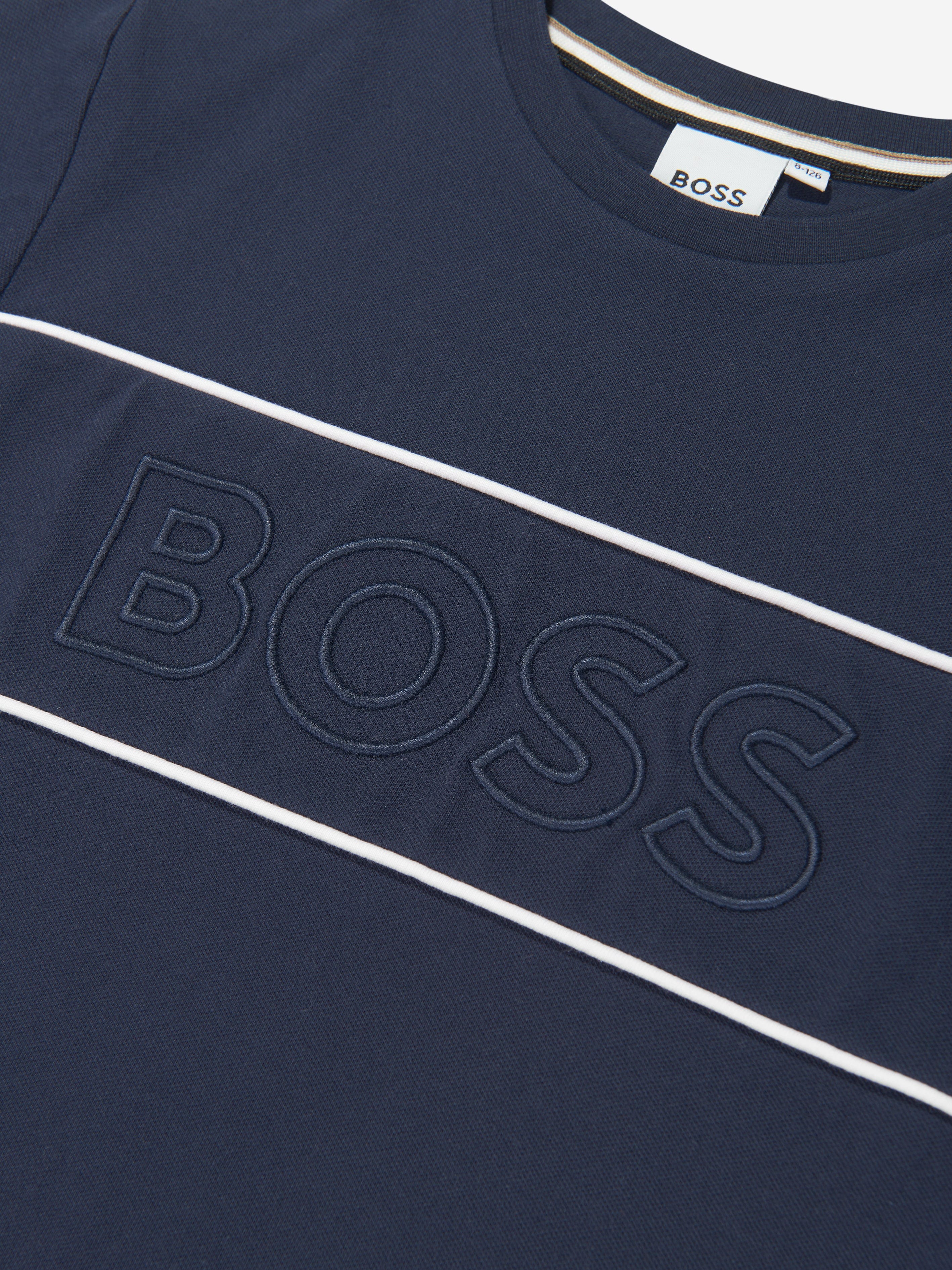 BOSS Boys Embroidered Logo T-Shirt in Navy