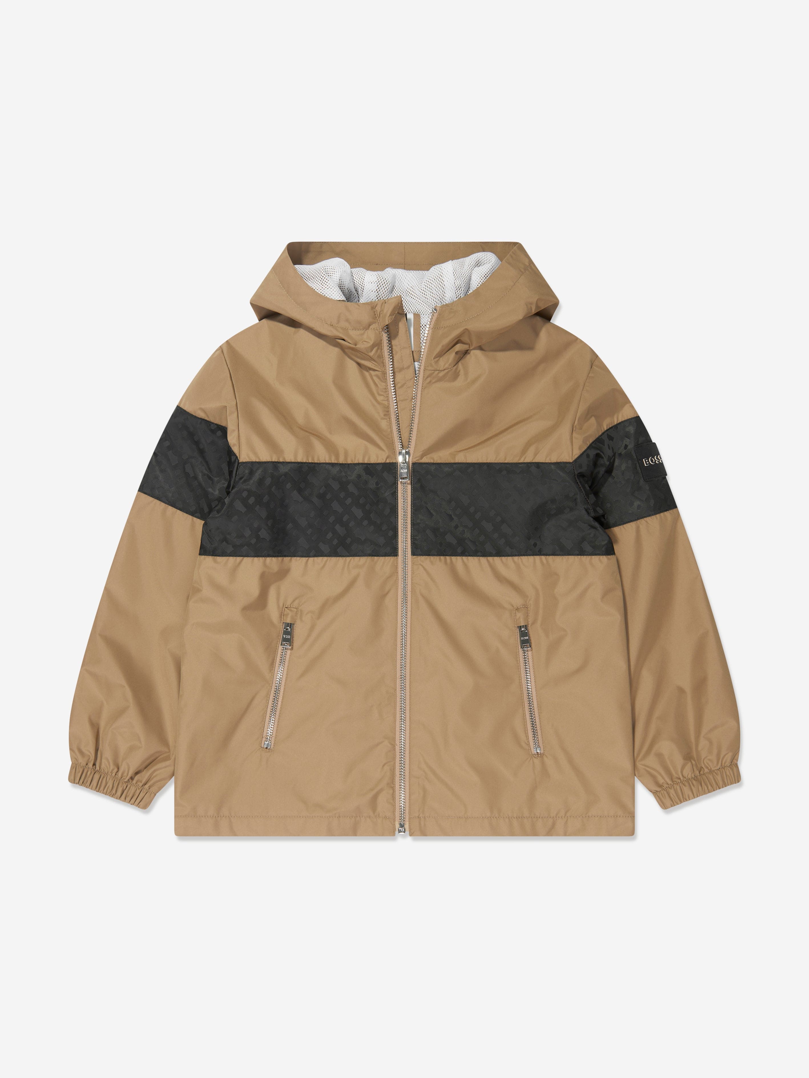 BOSS Boys Hooded Windbreaker in Beige