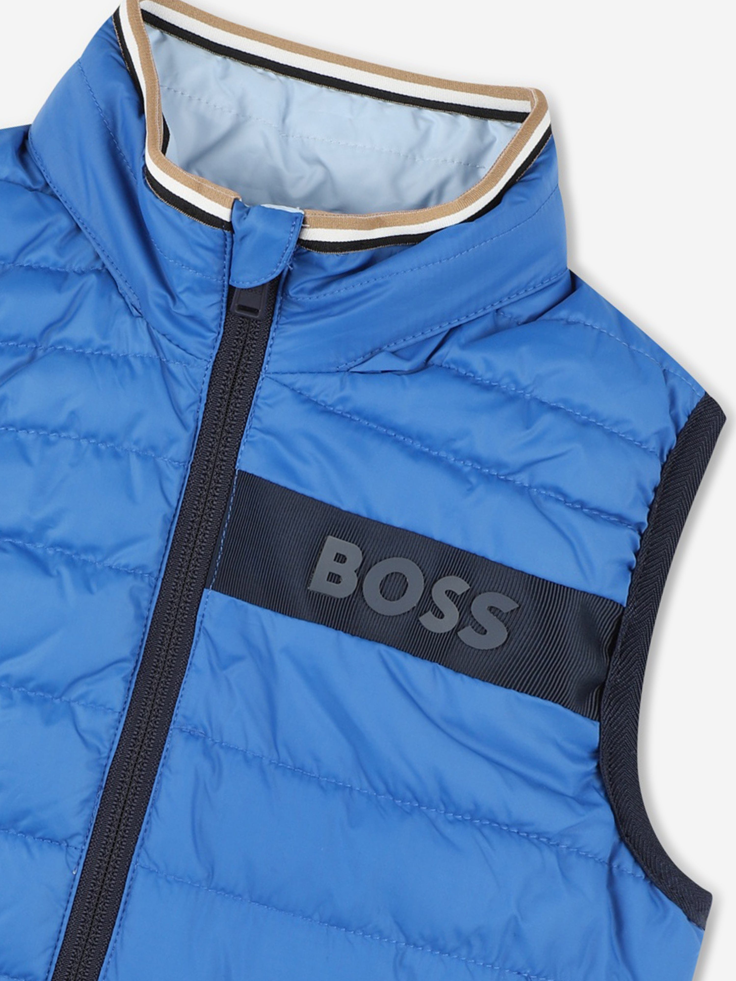 BOSS Boys Reversible Padded Gilet in Blue