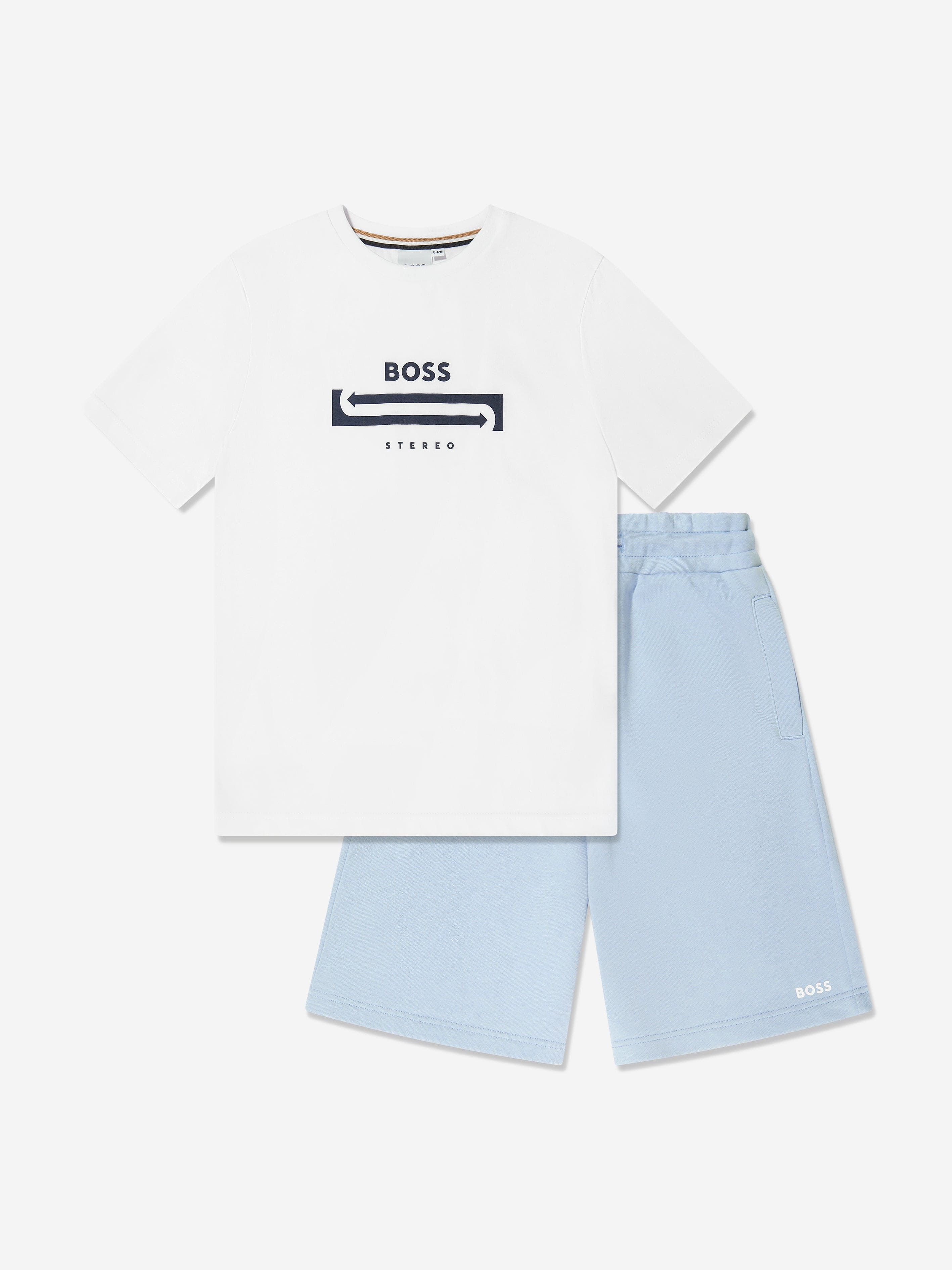 BOSS Boys T-Shirt And Shorts Set in White