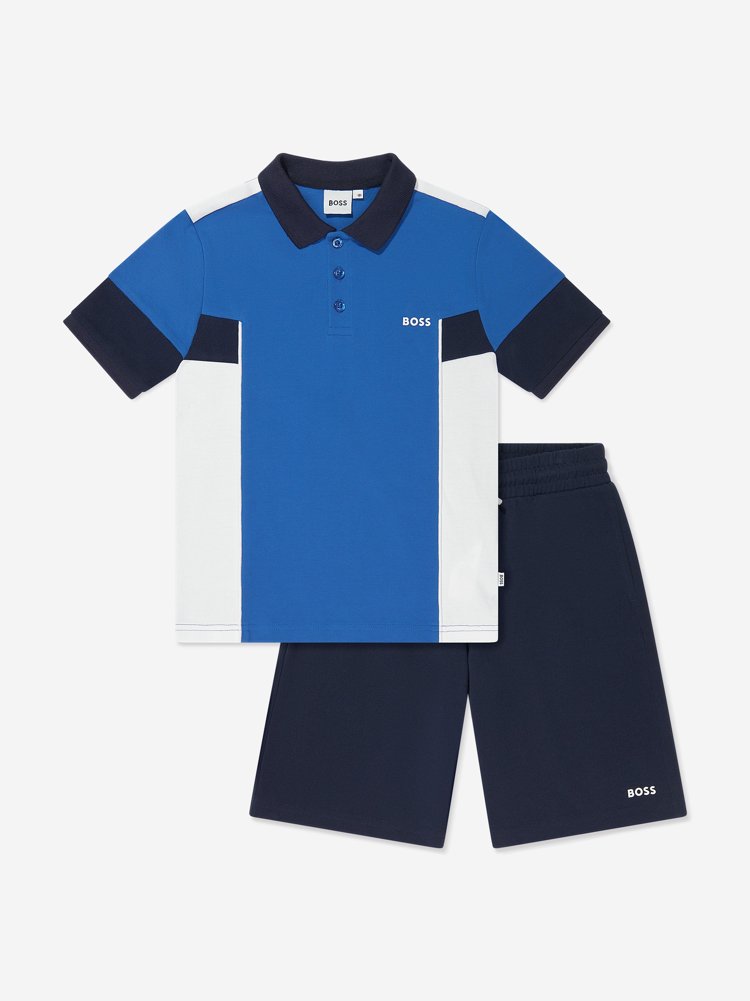 BOSS Boys Polo Shirt And Shorts Set in Blue