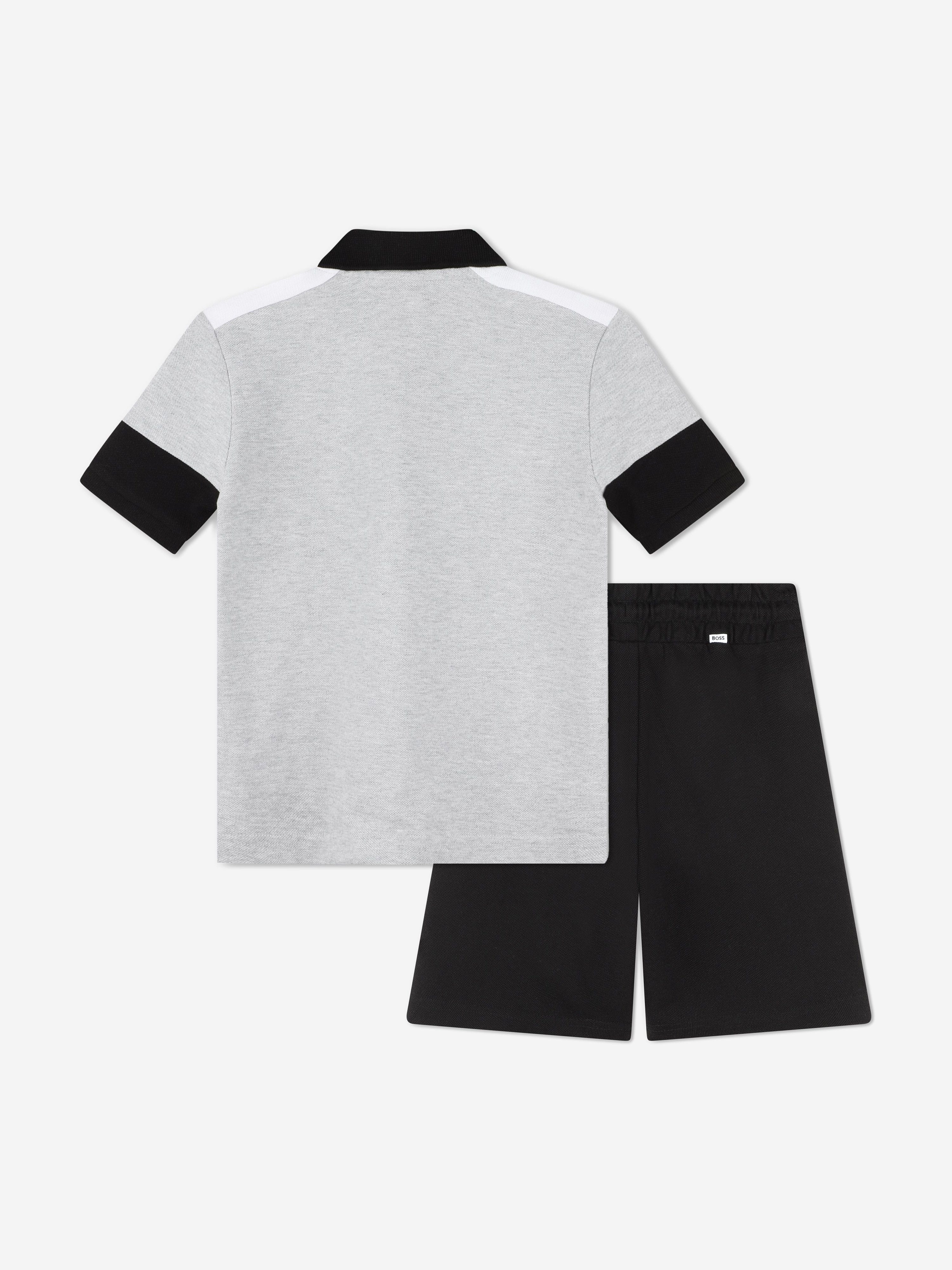 BOSS Boys Polo Shirt And Shorts Set in Grey