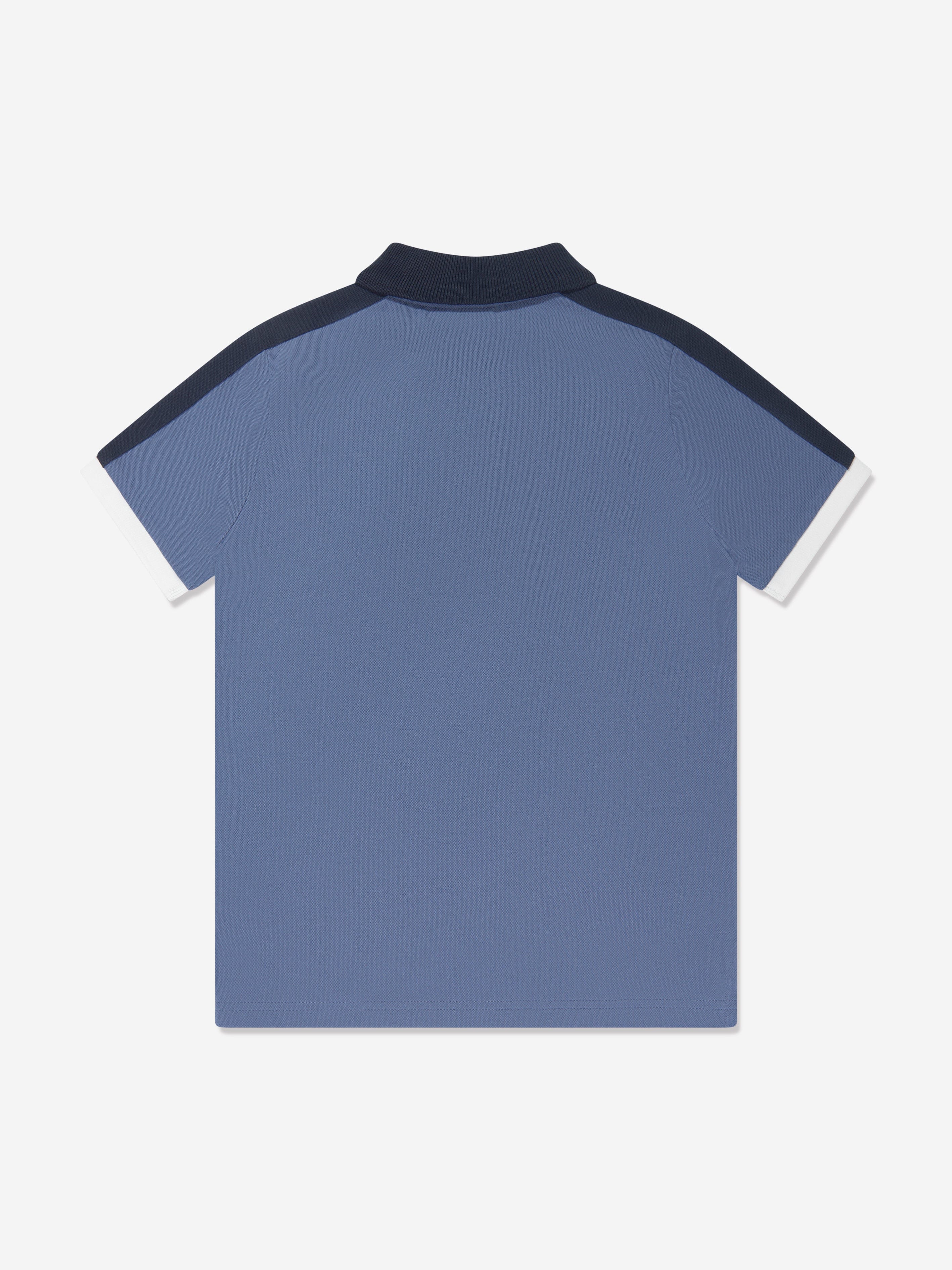 BOSS Boys Logo Print Polo Shirt in Blue