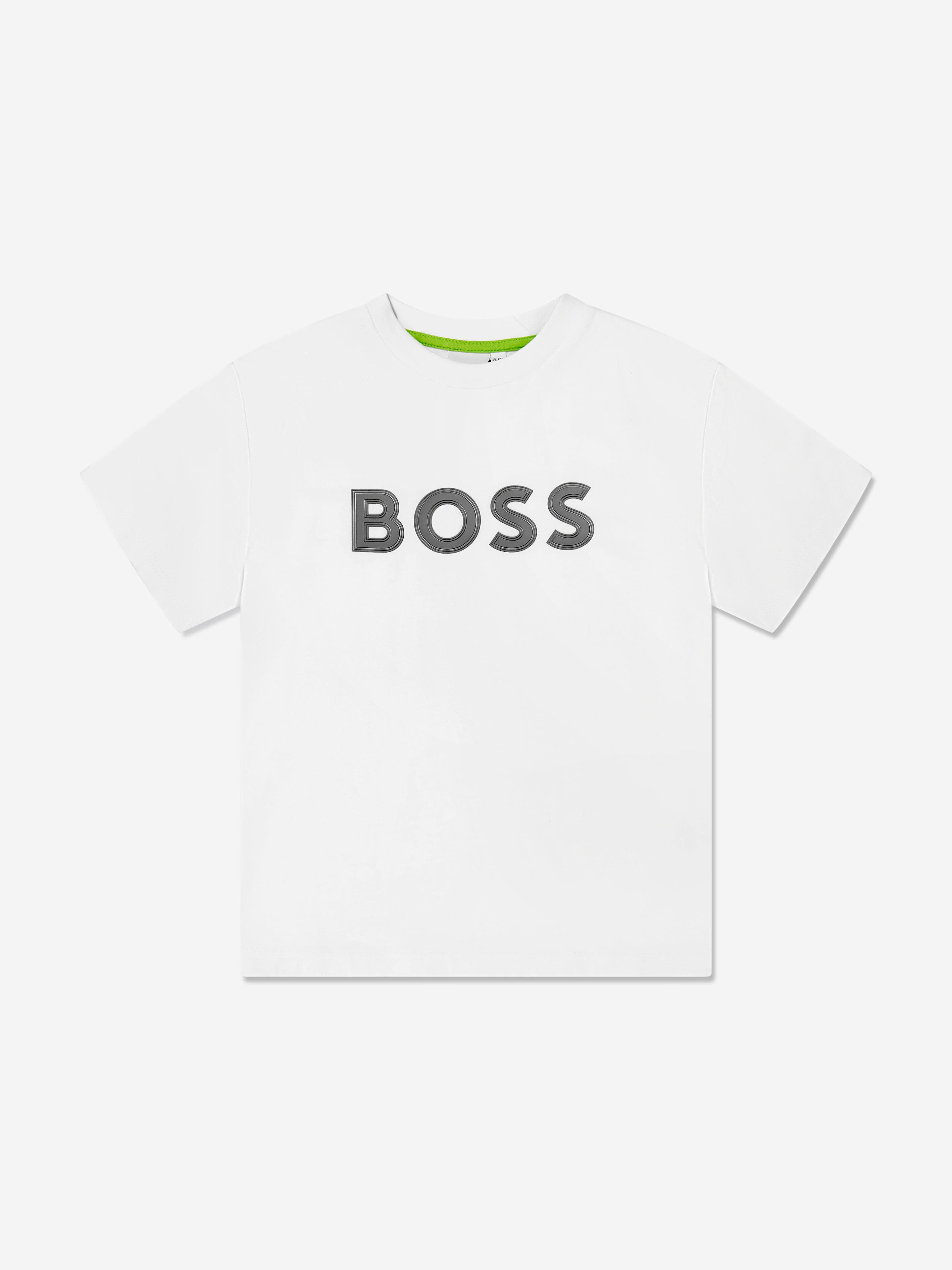 BOSS Boys Logo Print T-Shirt in White