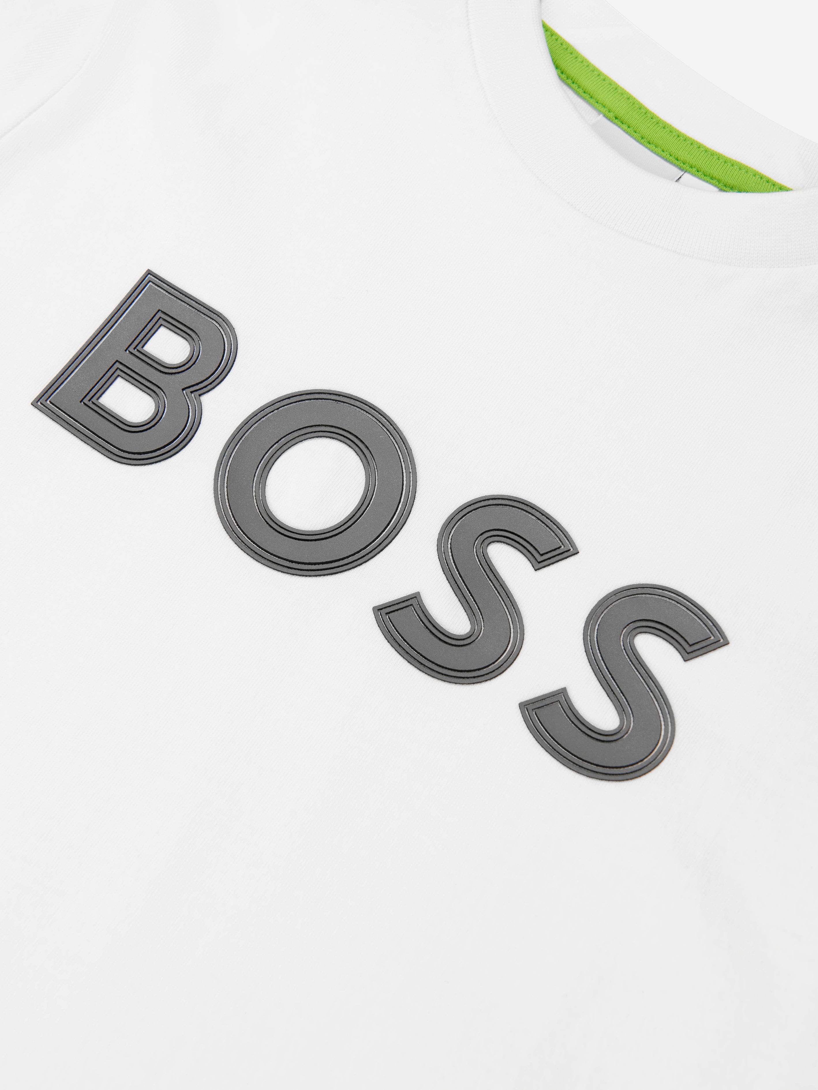 BOSS Boys Logo Print T-Shirt in White