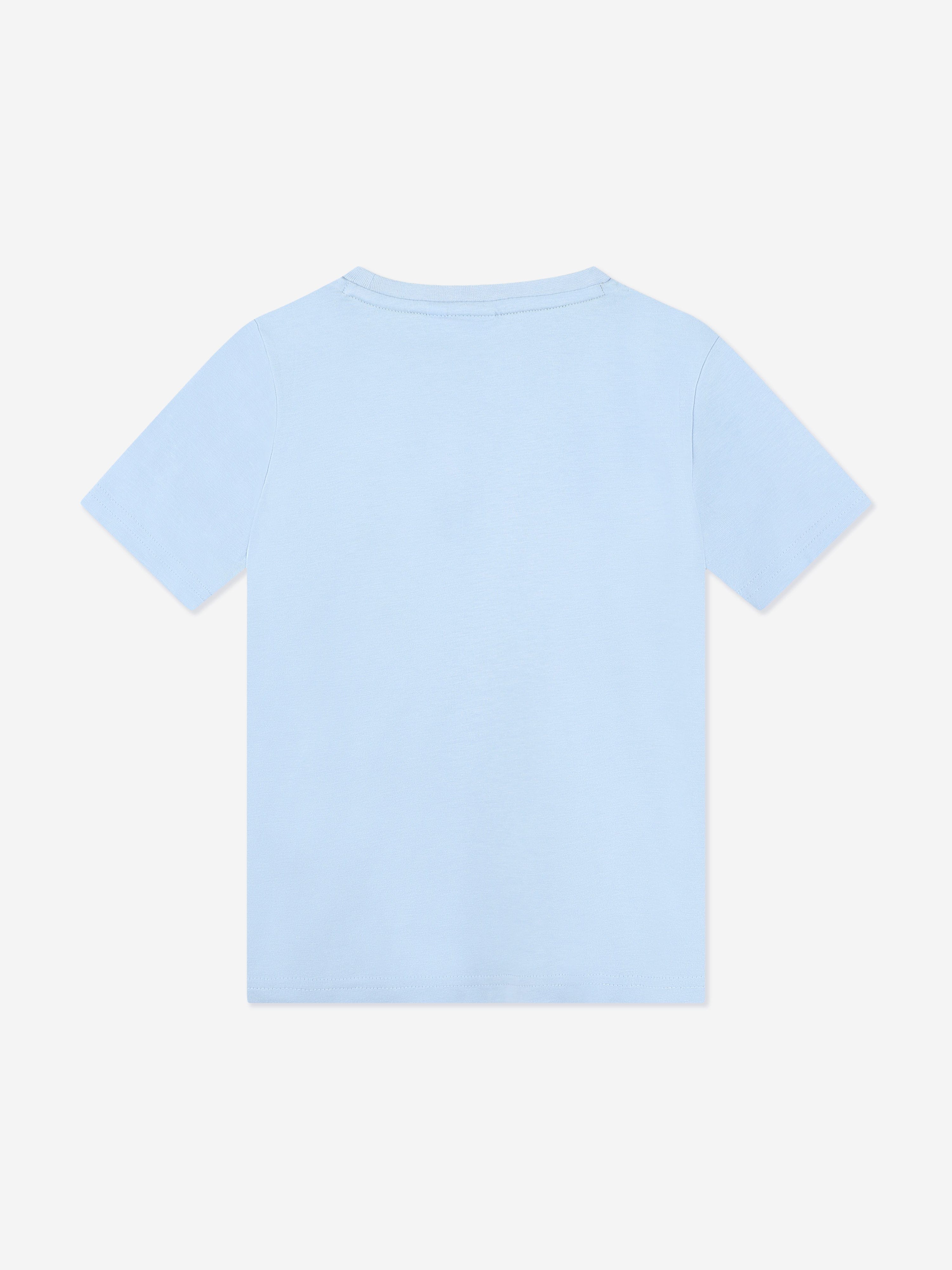 BOSS Boys Multi Logo Print T-Shirt in Blue