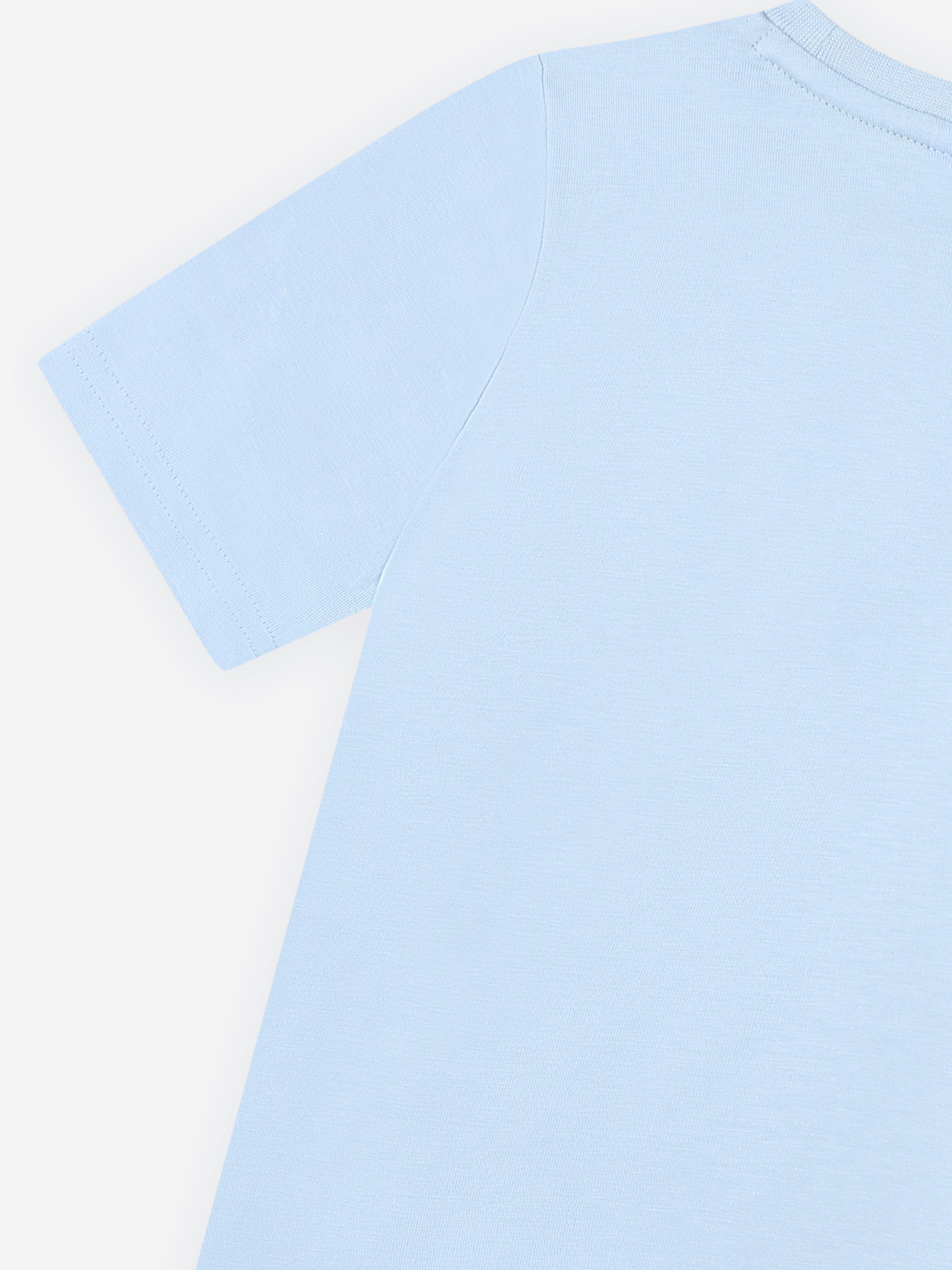 BOSS Boys Multi Logo Print T-Shirt in Blue