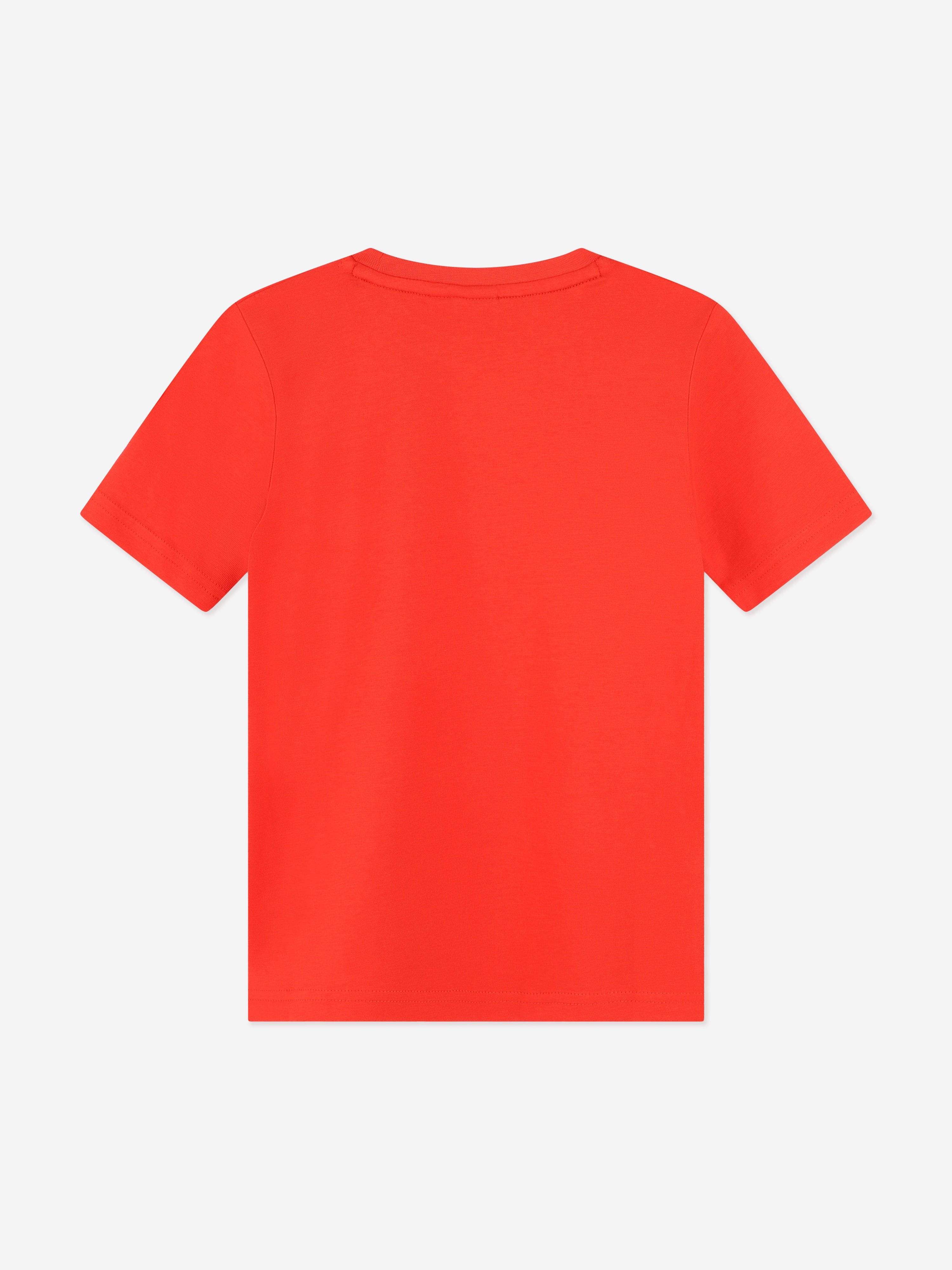 BOSS Boys Multi Logo Print T-Shirt in Red