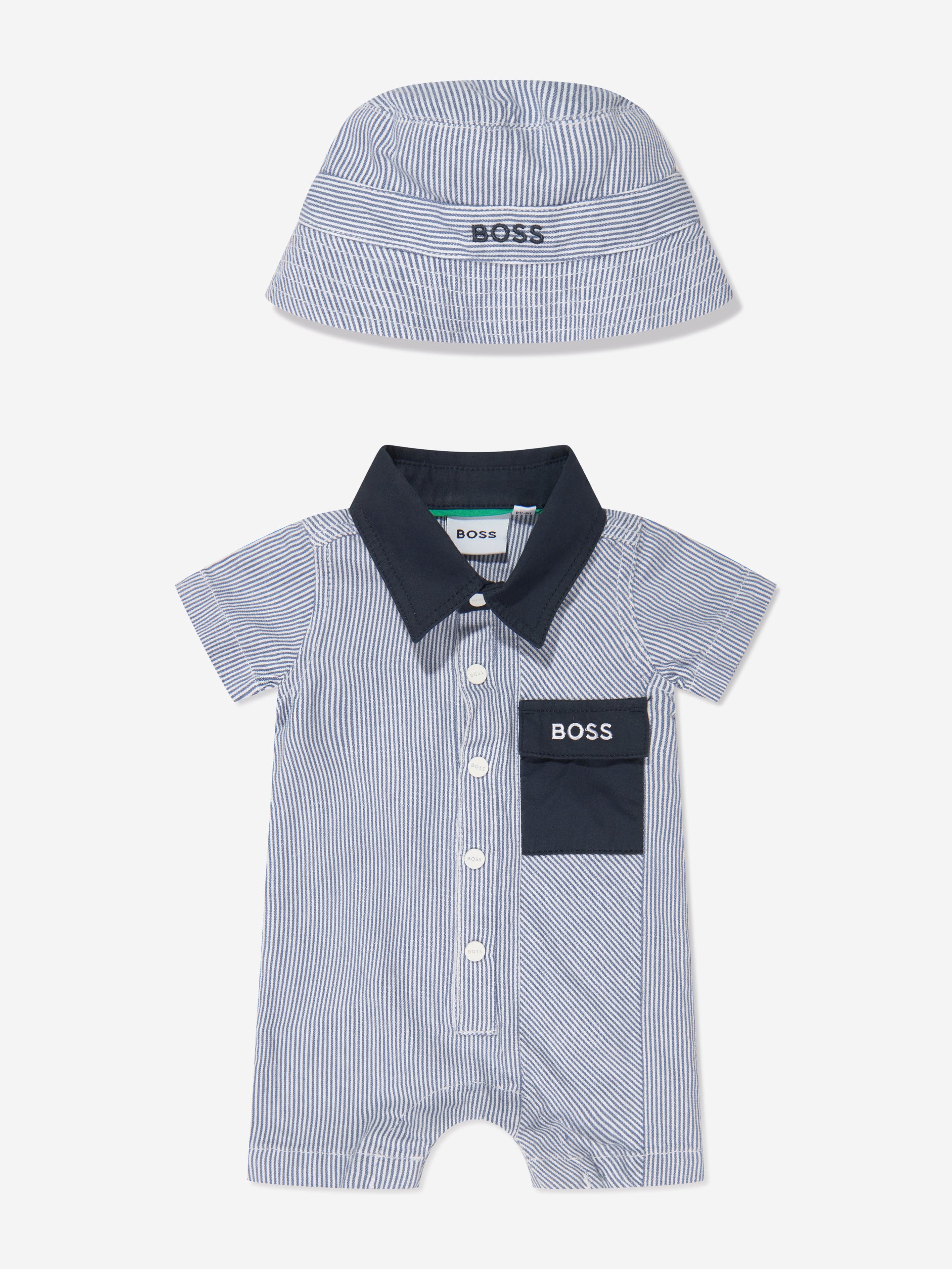 BOSS Baby Boys Romper Gift Set in Blue