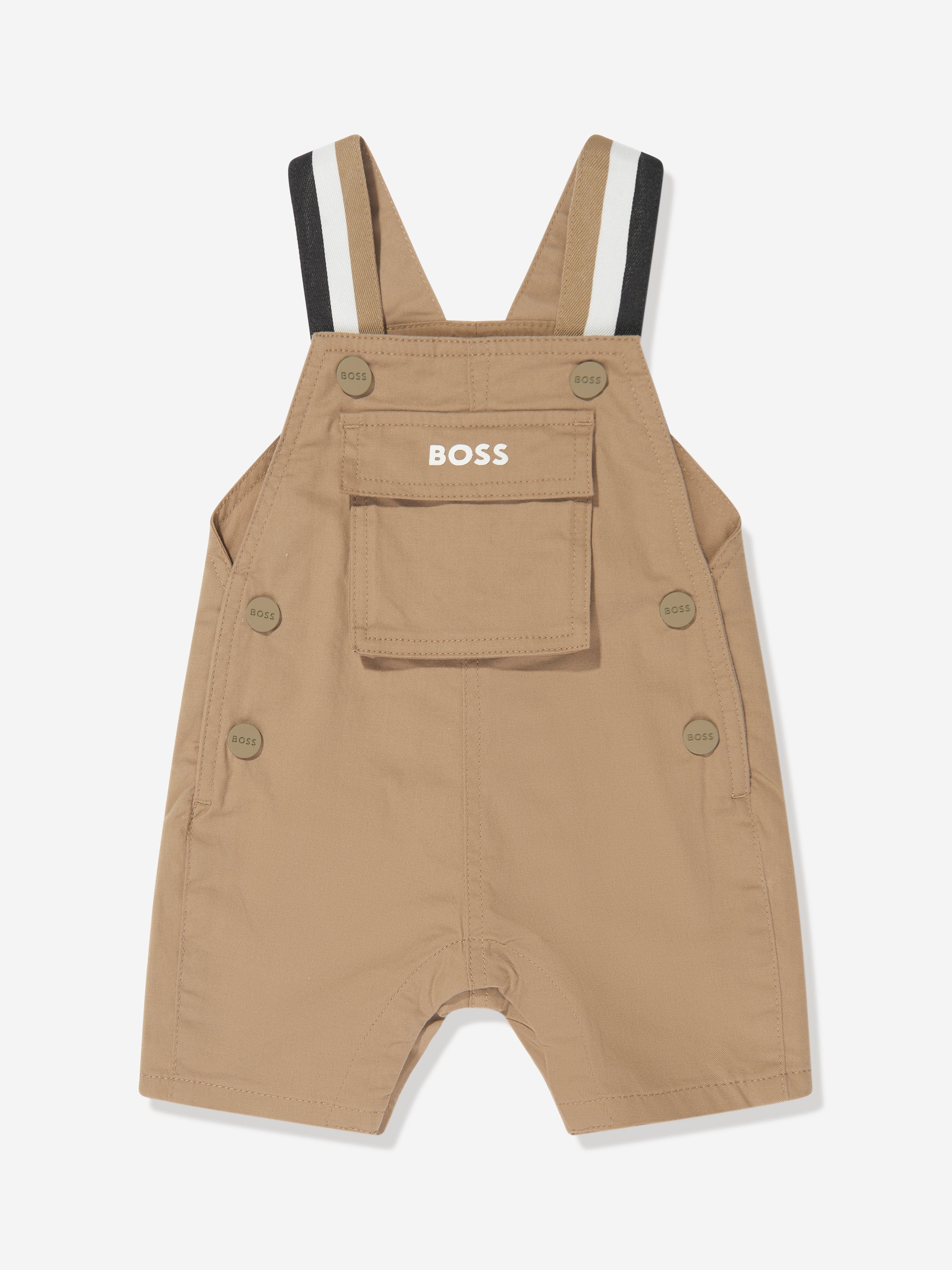 BOSS Baby Boys Pocket Dungarees in Beige