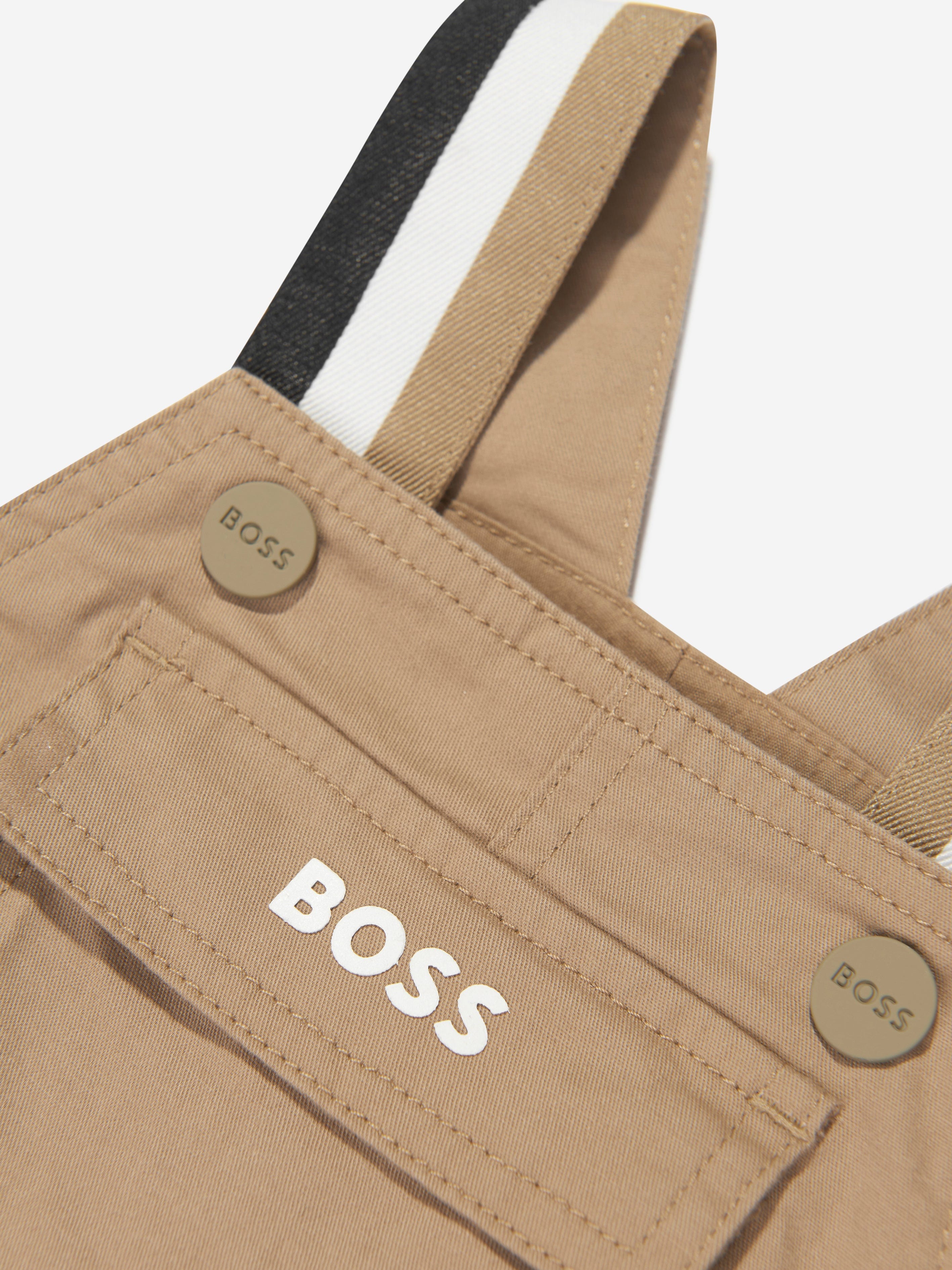 BOSS Baby Boys Pocket Dungarees in Beige