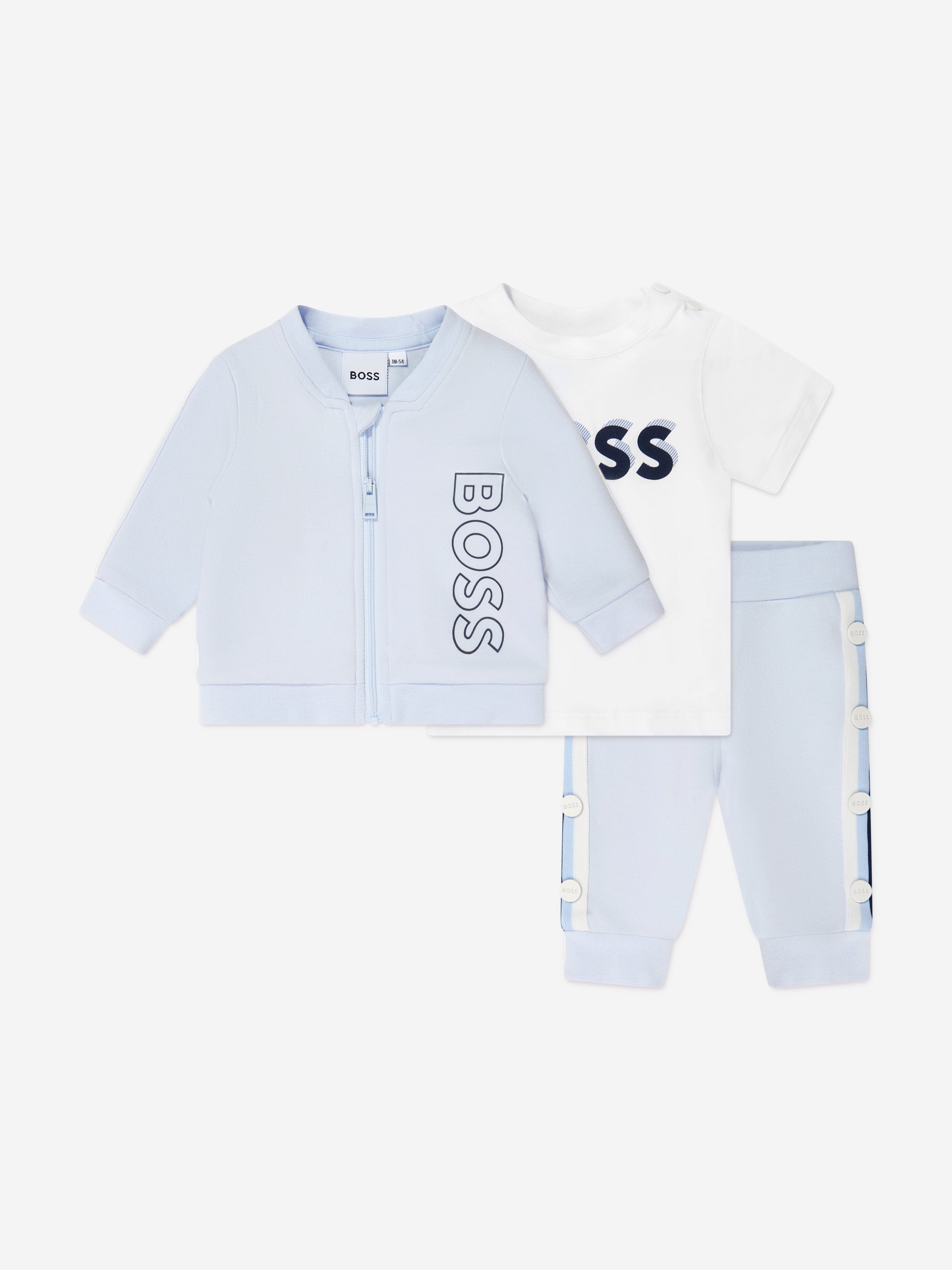 BOSS Baby Boys 3 Piece Tracksuit Set in Blue