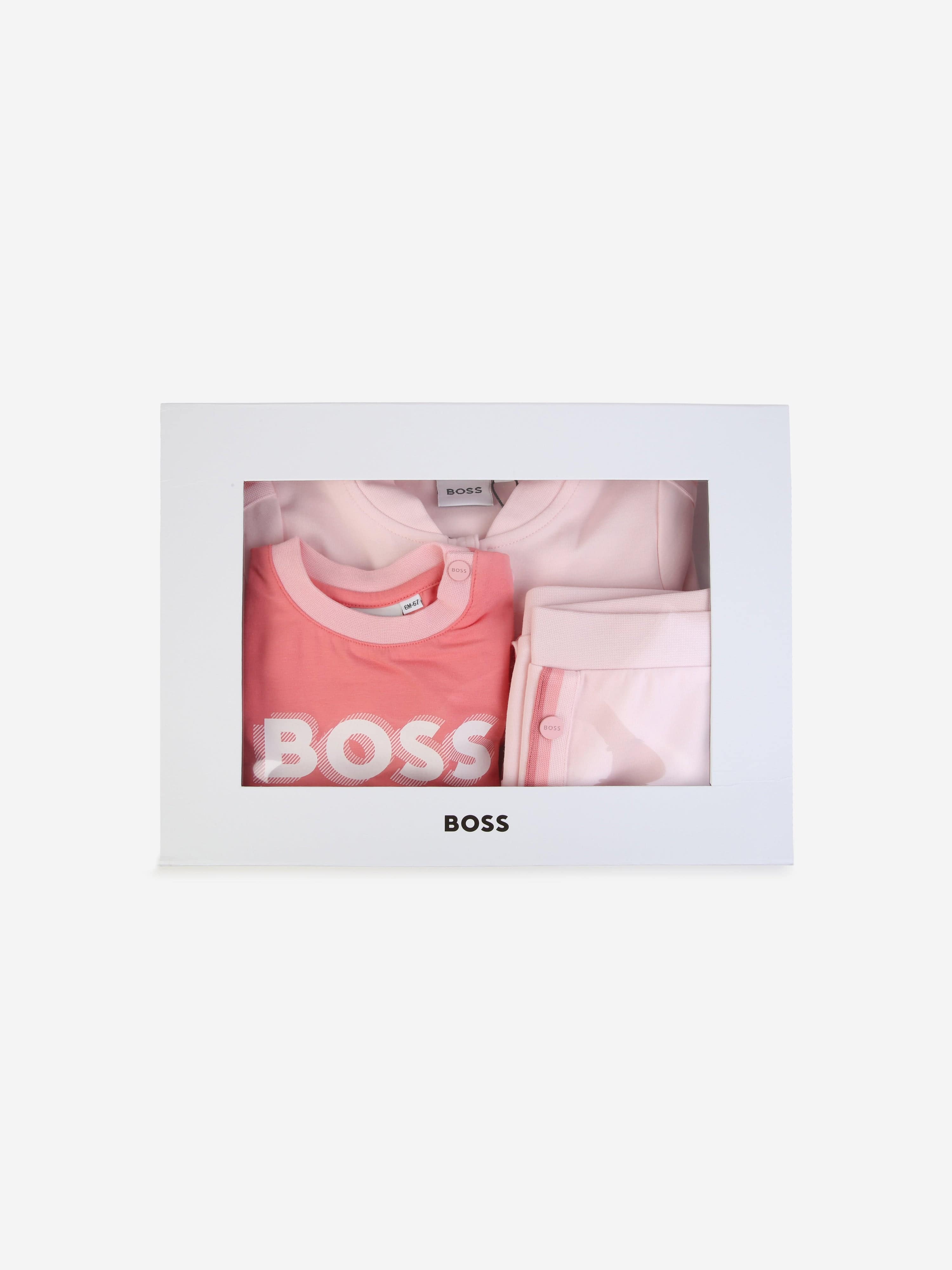 BOSS Baby Girls 3 Piece Tracksuit Gift Set in Pink