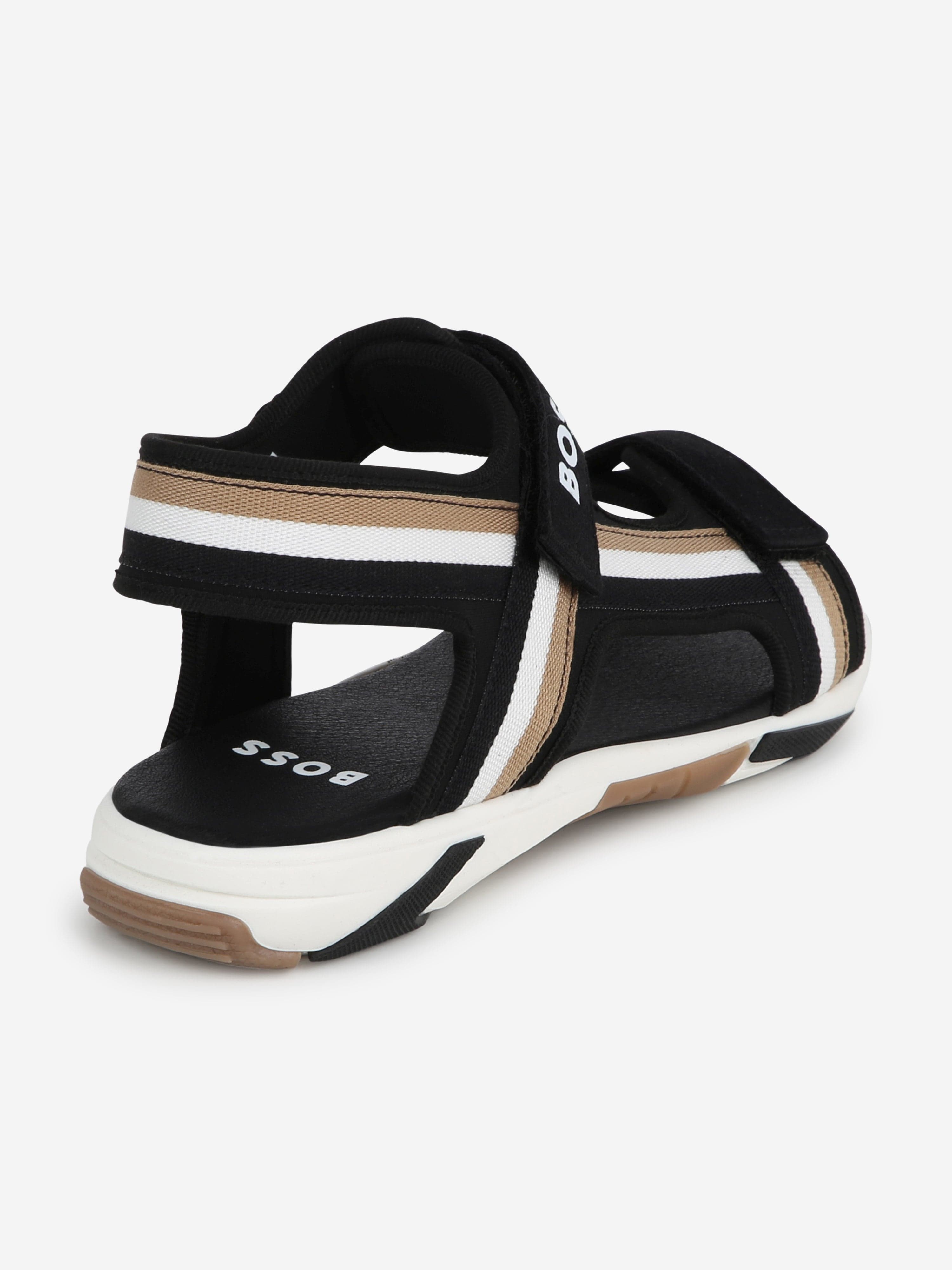 BOSS Boys Logo Sandals in Black