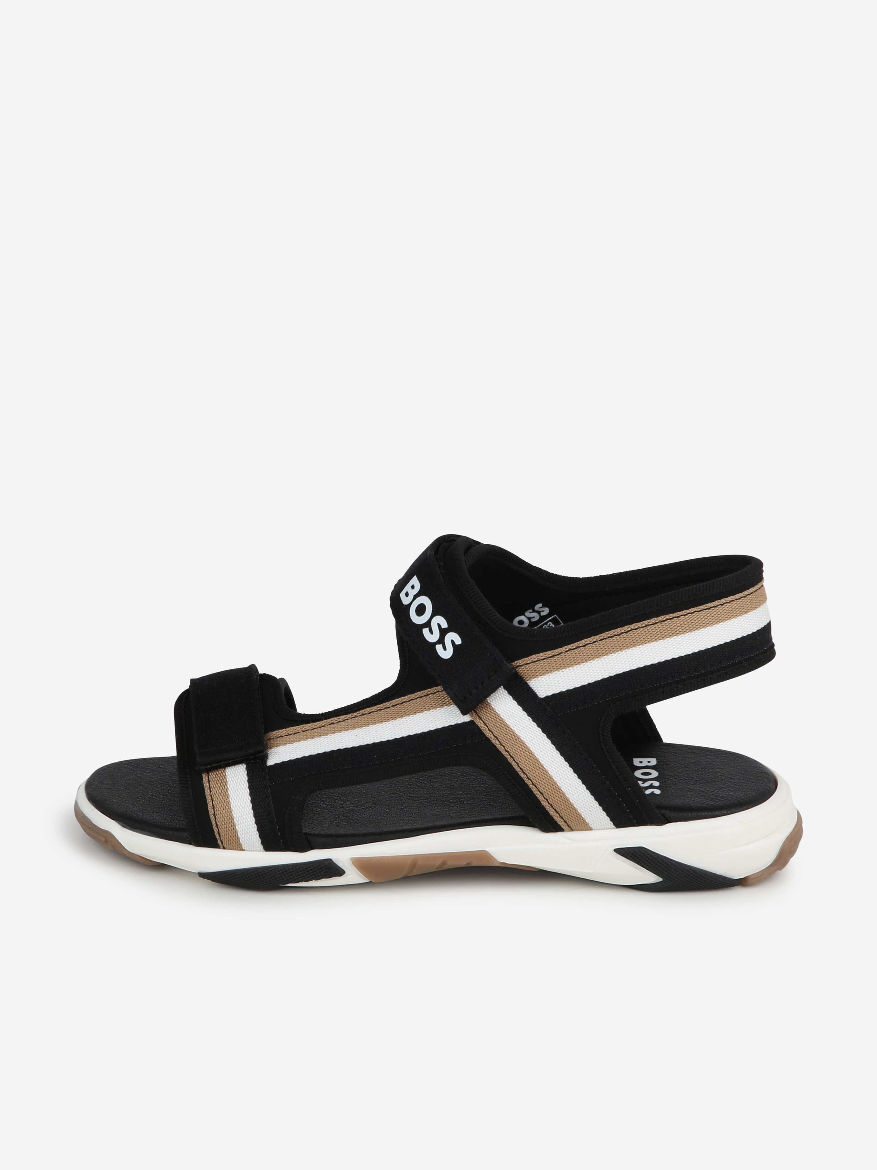 BOSS Boys Logo Sandals in Black