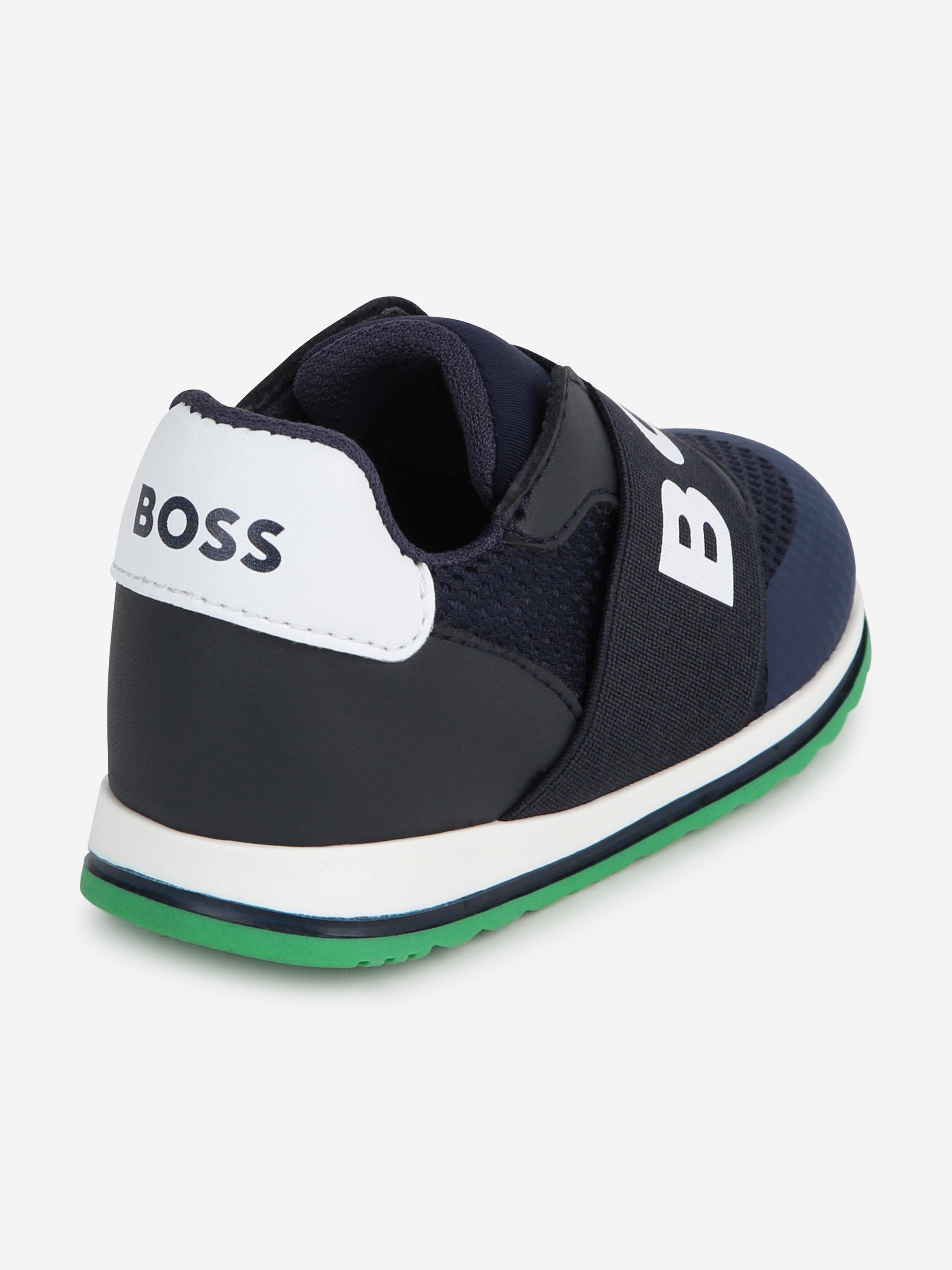 BOSS Boys Logo Trainers in Navy