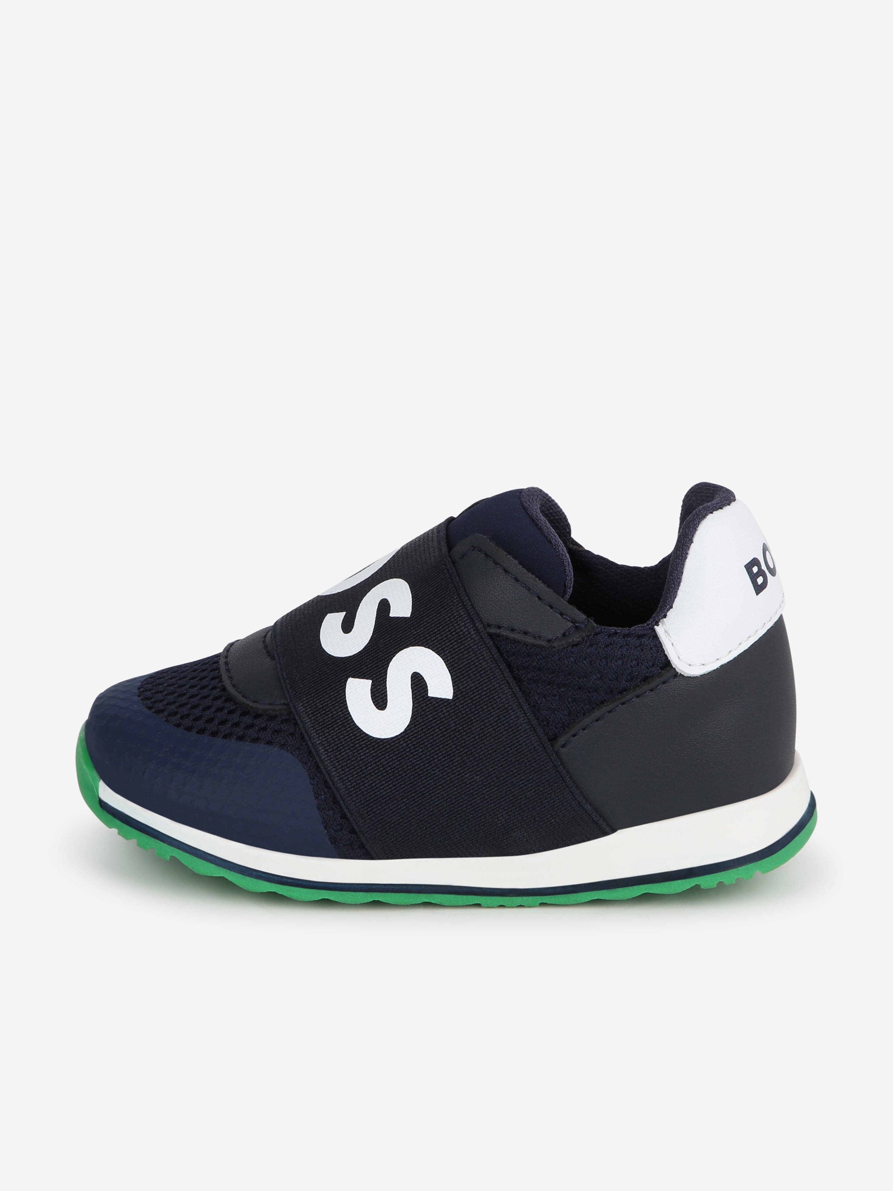 BOSS Boys Logo Trainers in Navy