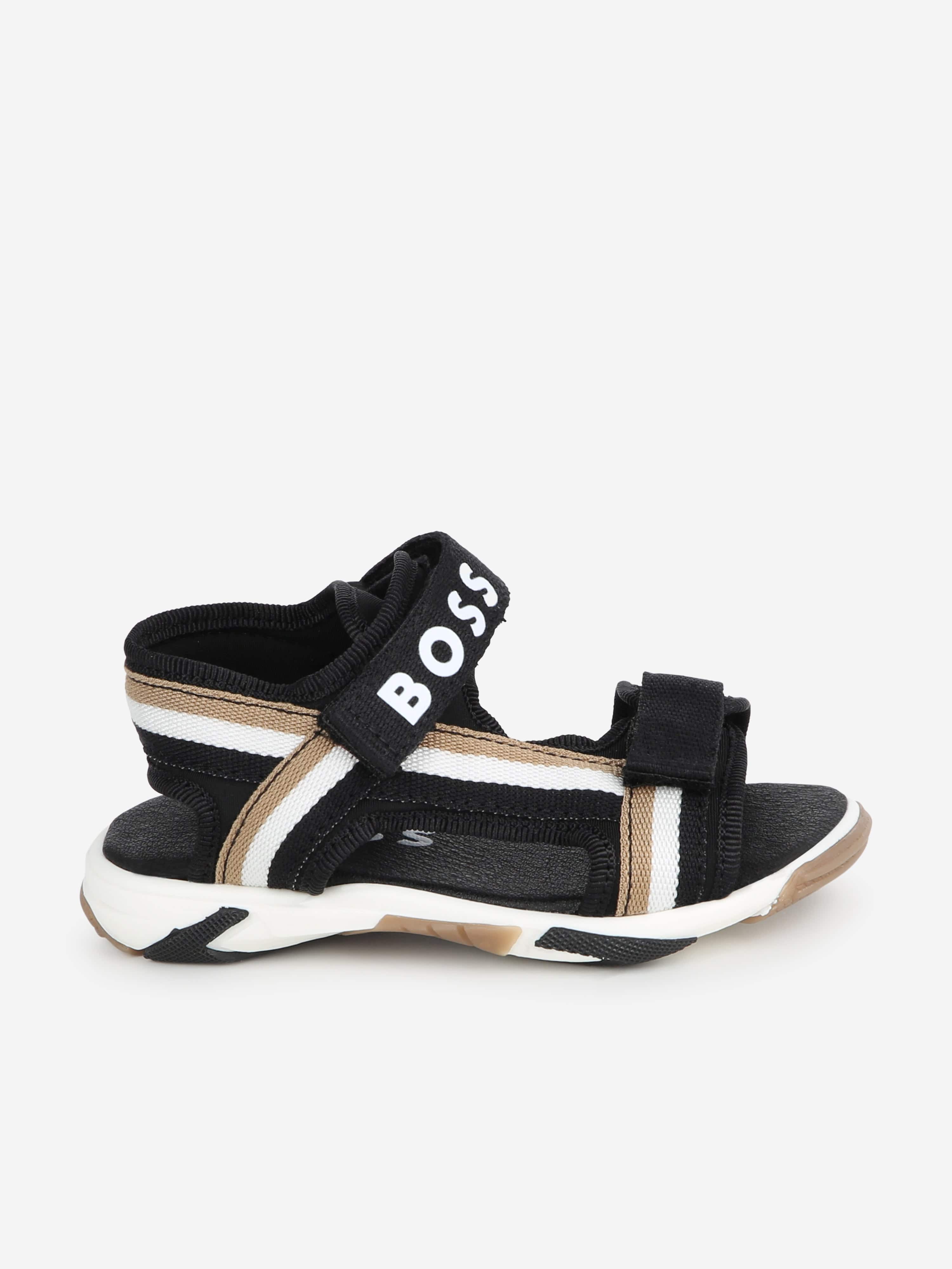 BOSS Baby Boys Strappy Logo Sandals in Black