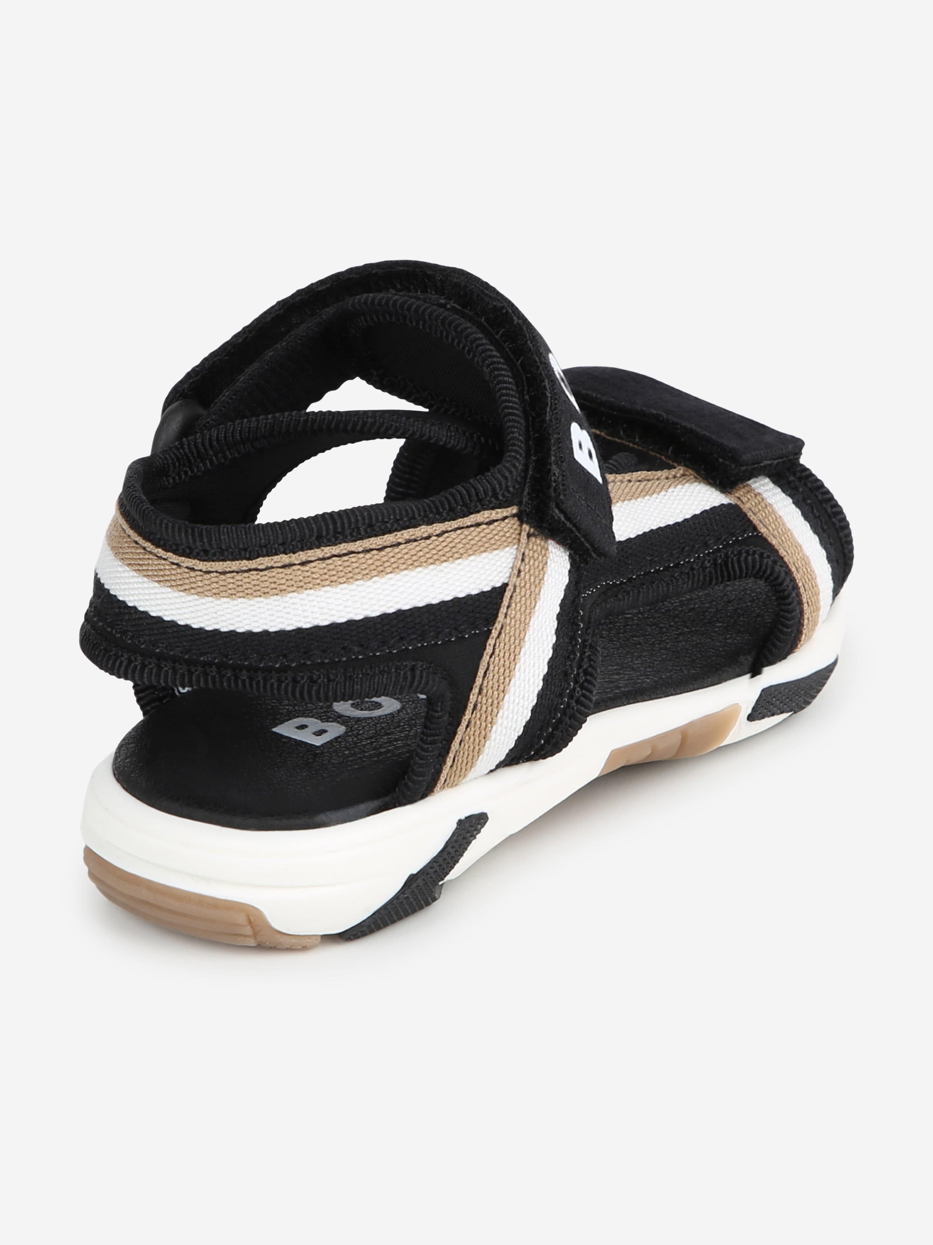 BOSS Baby Boys Strappy Logo Sandals in Black