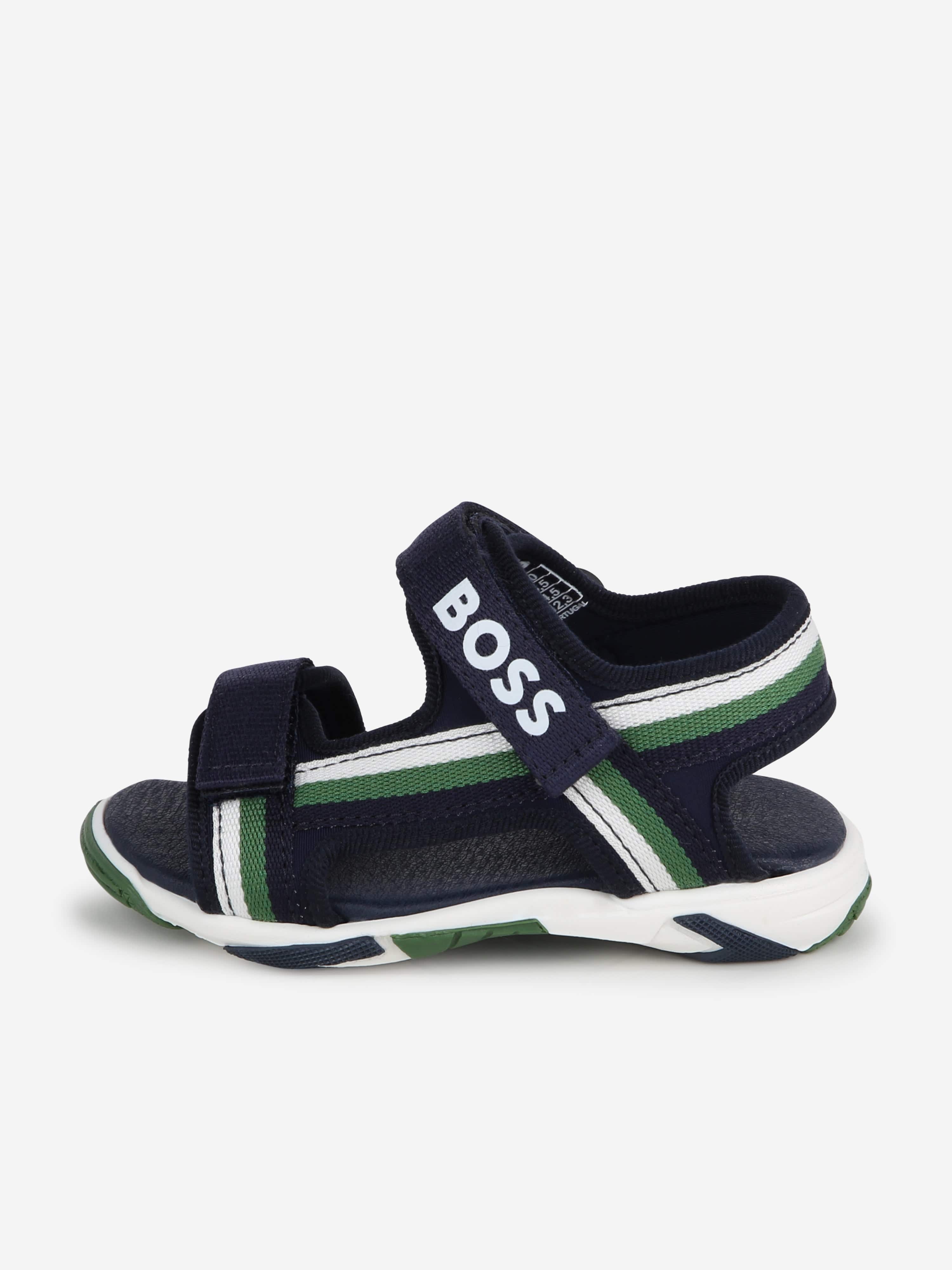 BOSS Baby Boys Strappy Logo Sandals in Navy