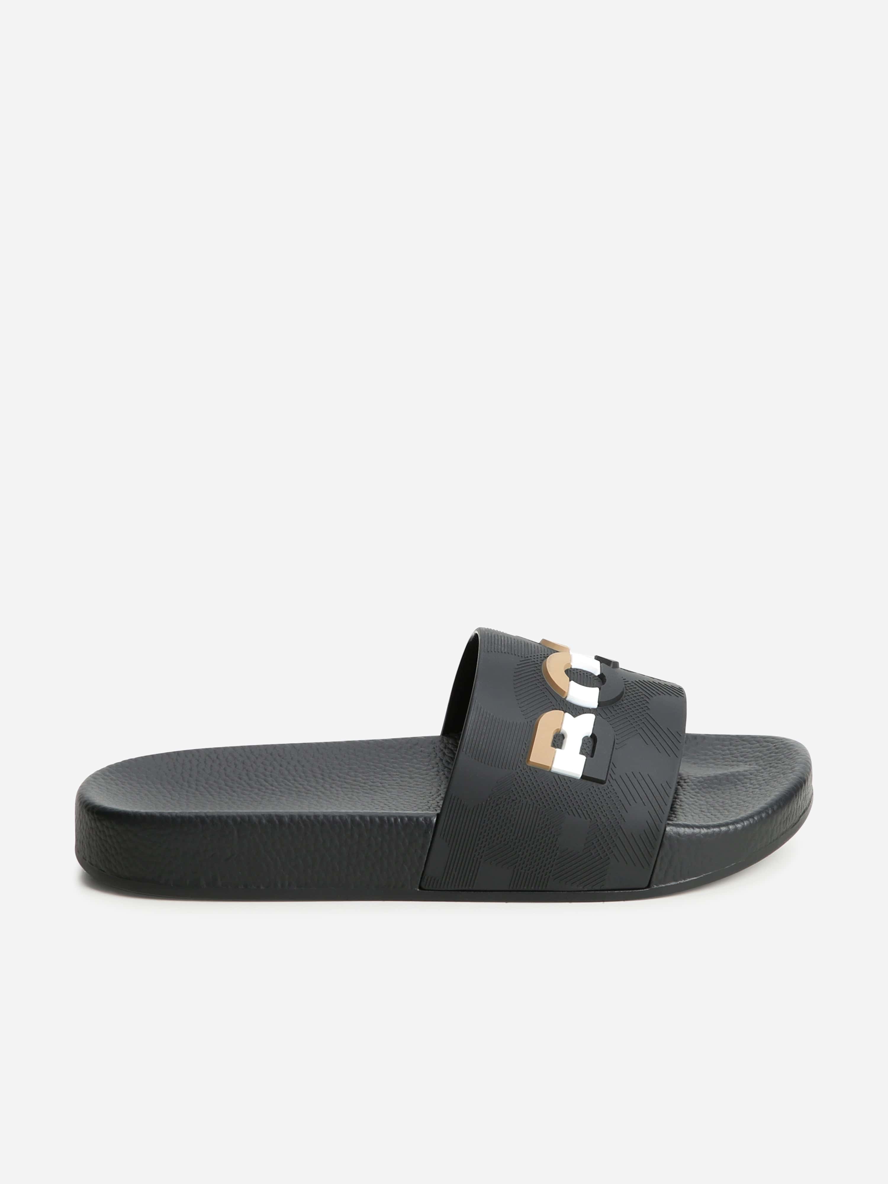 BOSS Boys Logo Sliders in Black