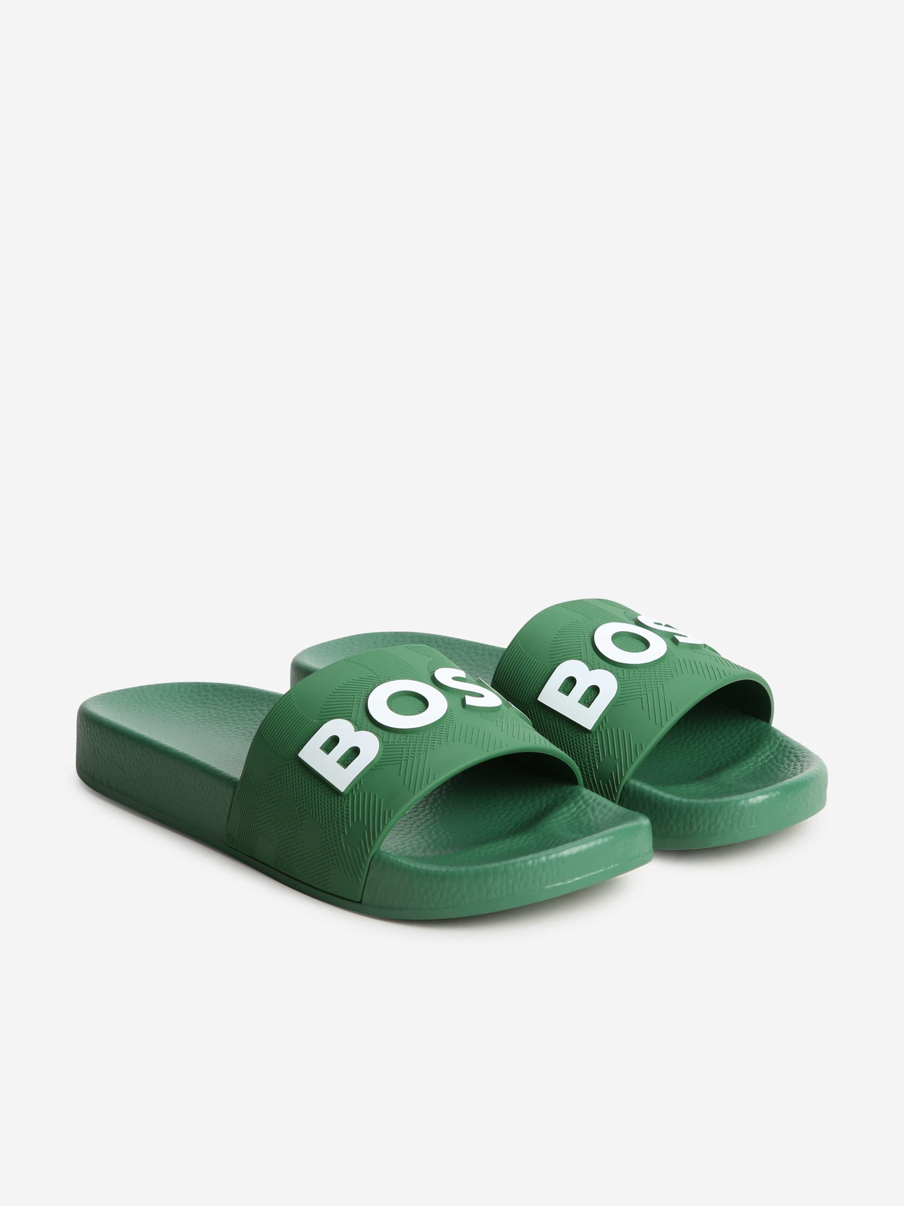 BOSS Boys Logo Sliders in Green