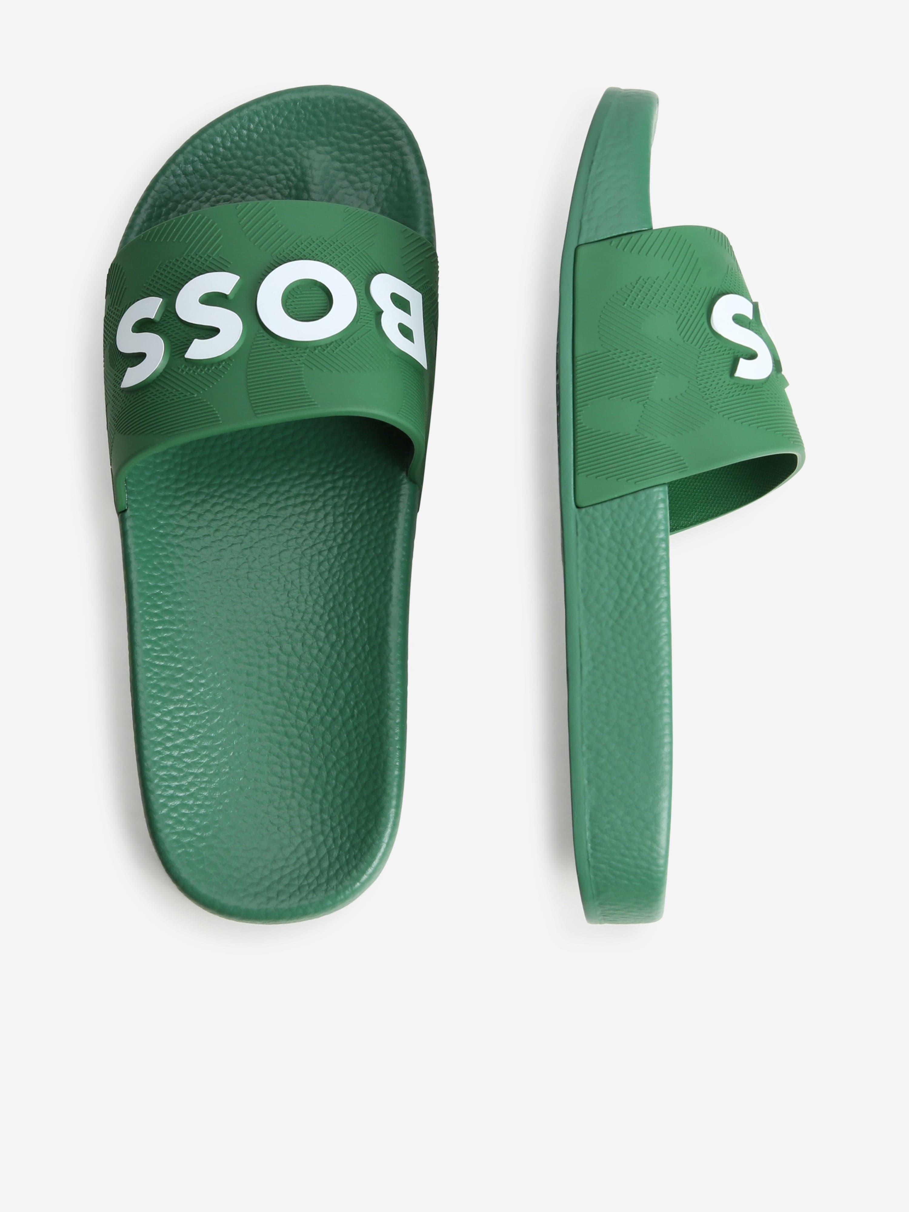 BOSS Boys Logo Sliders in Green