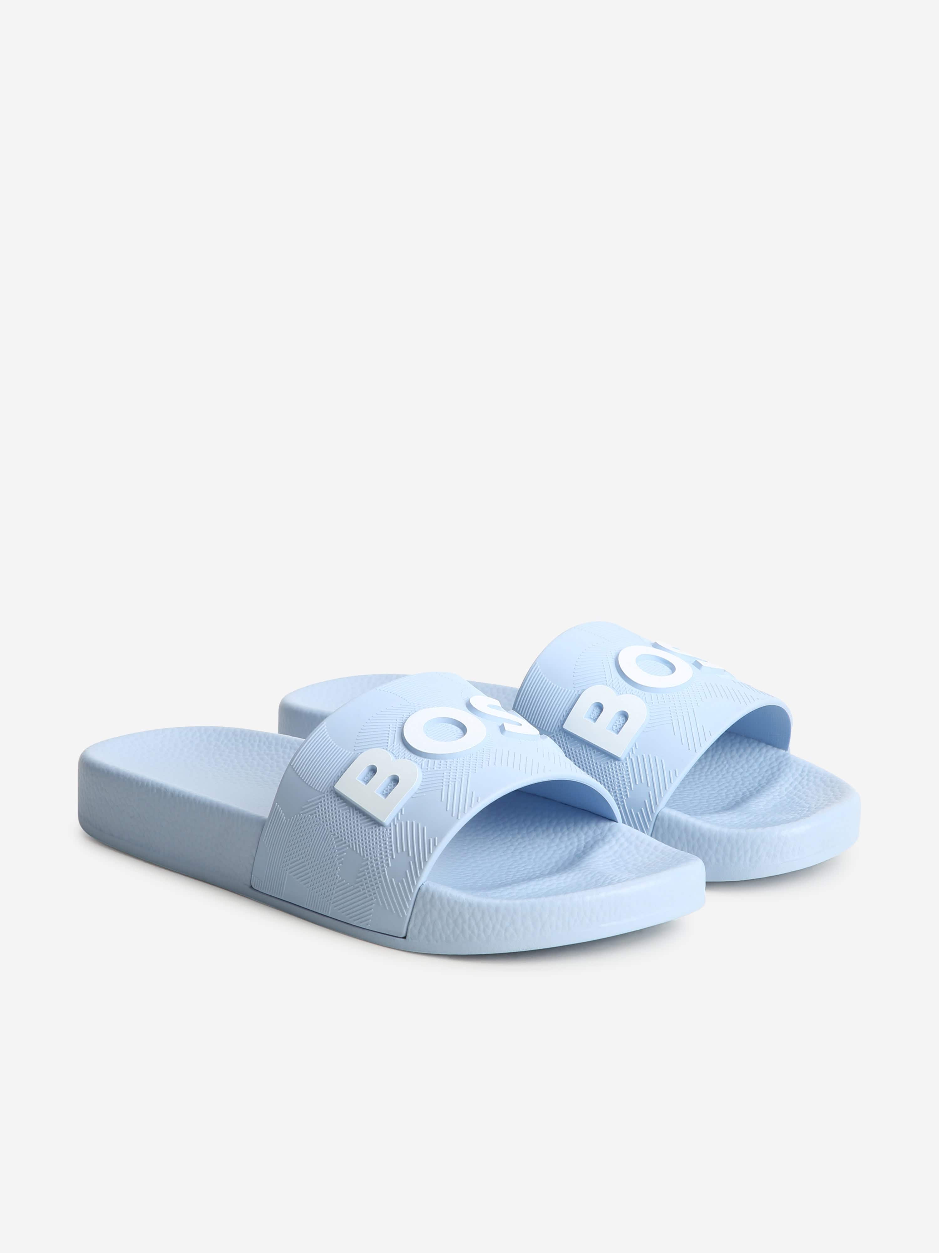 BOSS Boys Logo Sliders in Blue