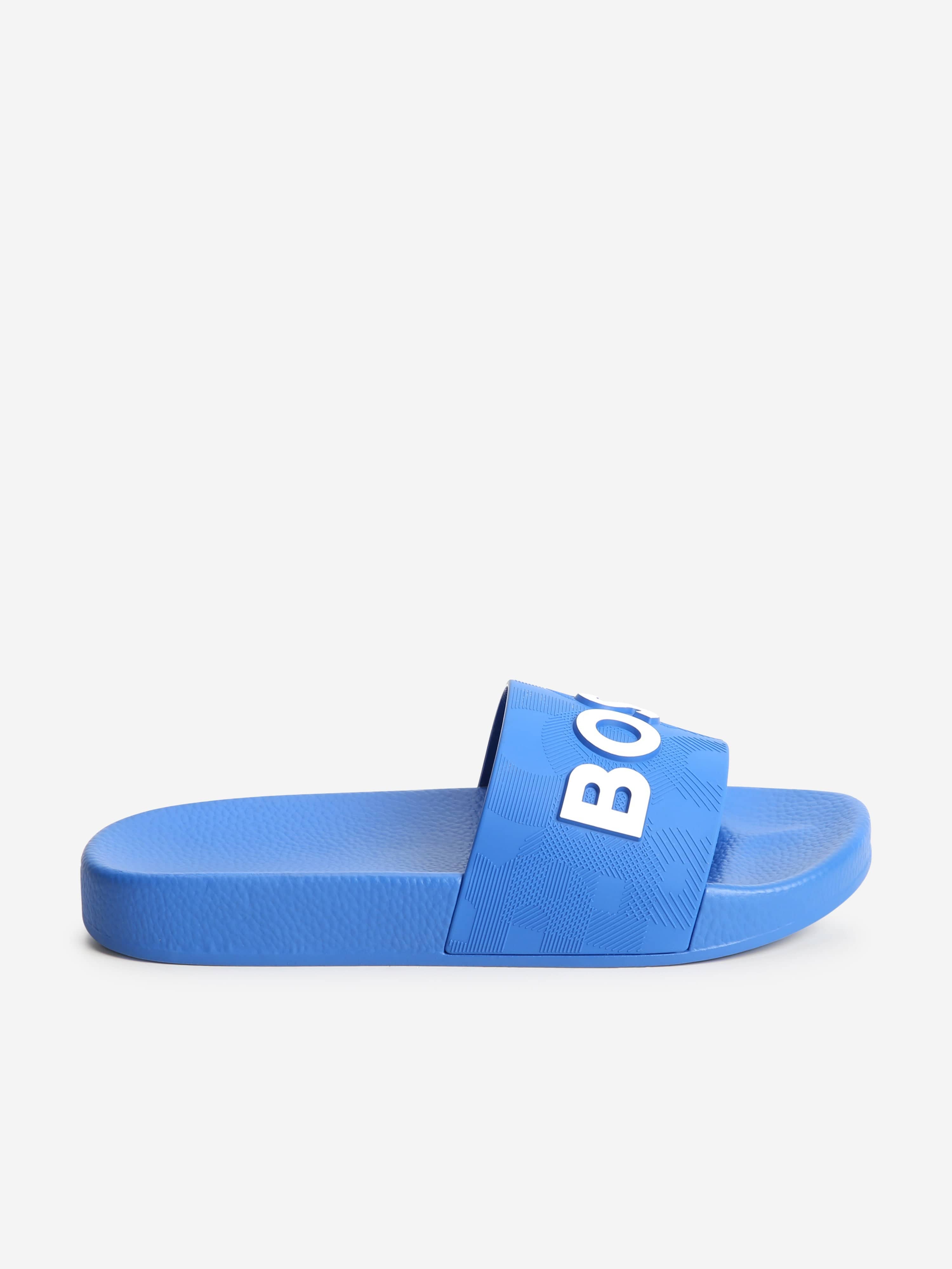 BOSS Boys Logo Sliders in Blue