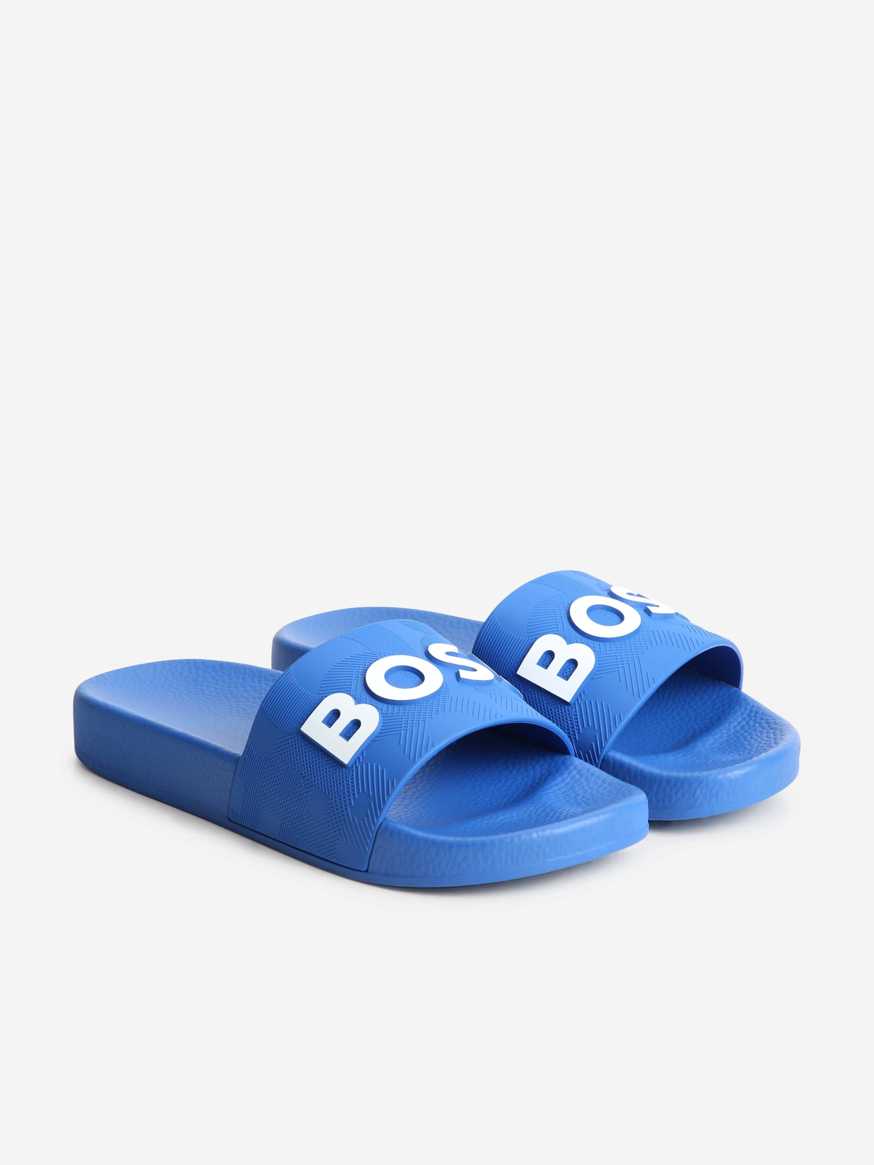 BOSS Boys Logo Sliders in Blue