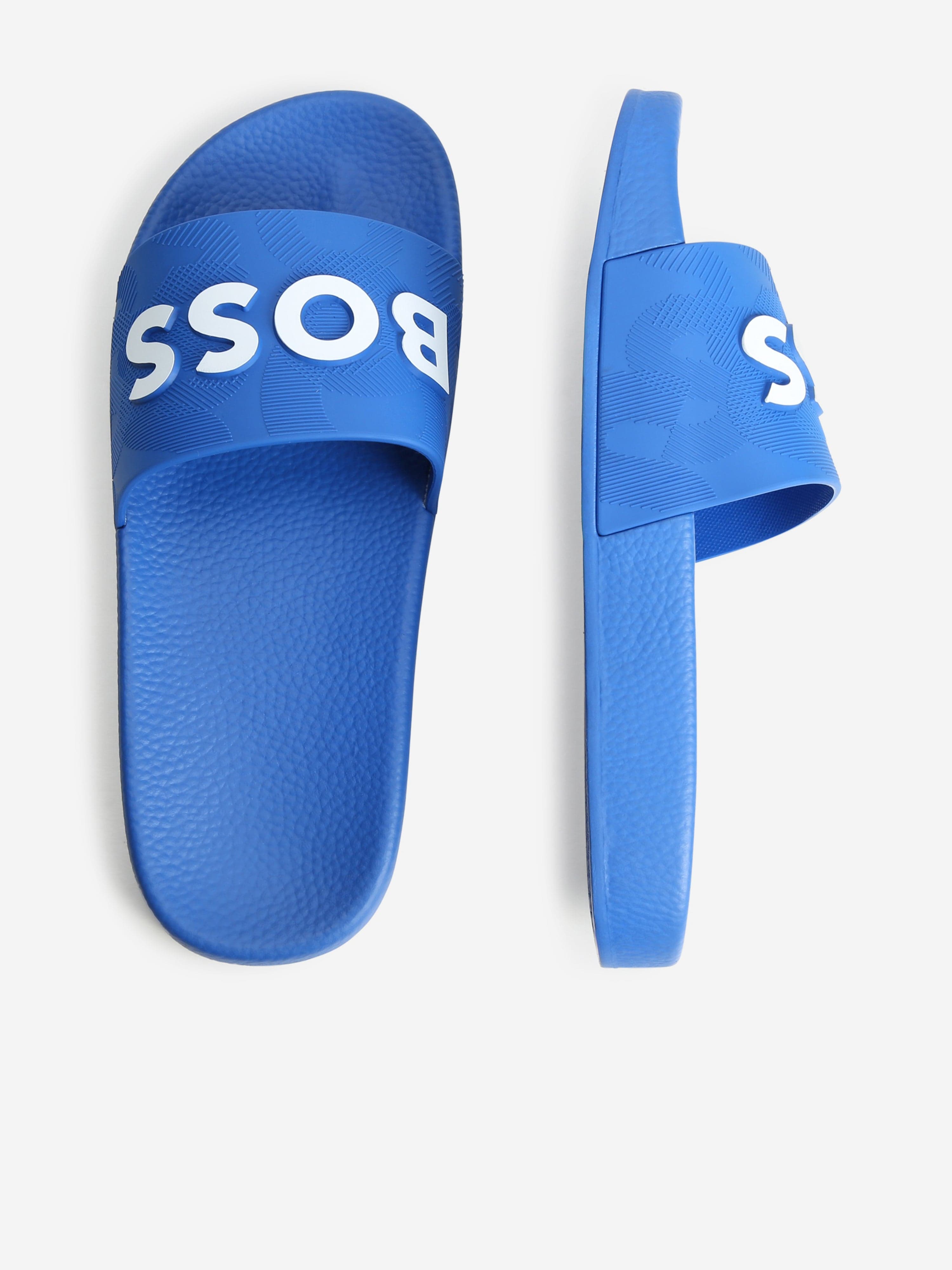 BOSS Boys Logo Sliders in Blue