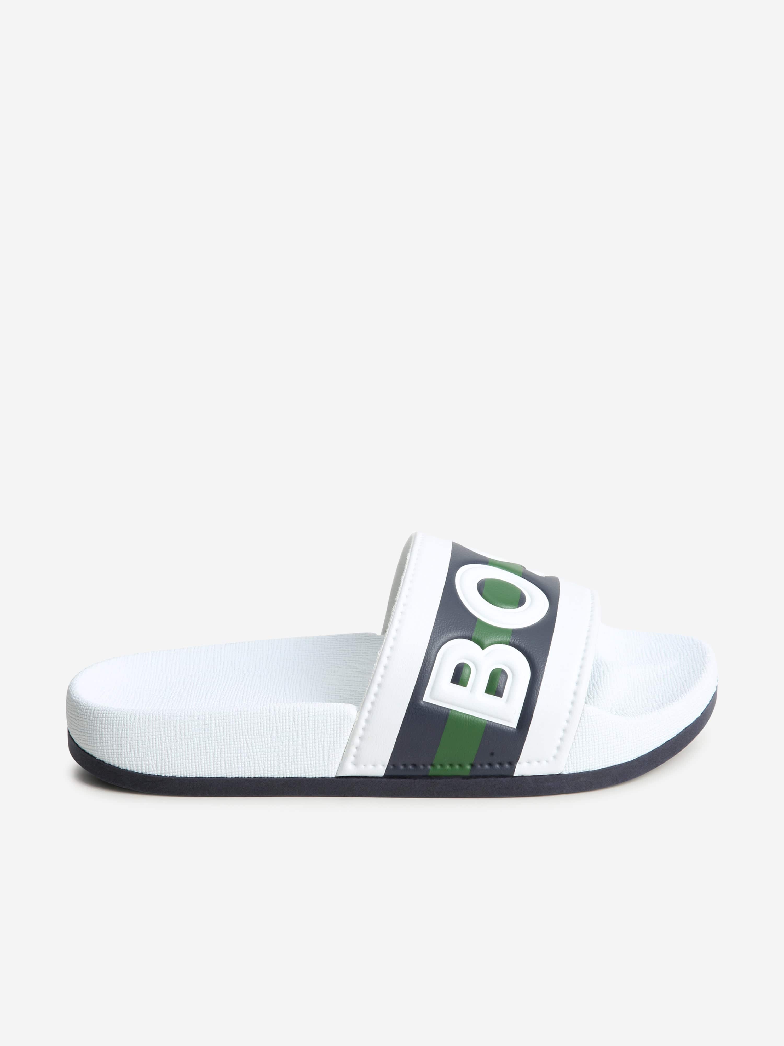 BOSS Boys Logo Sliders in White