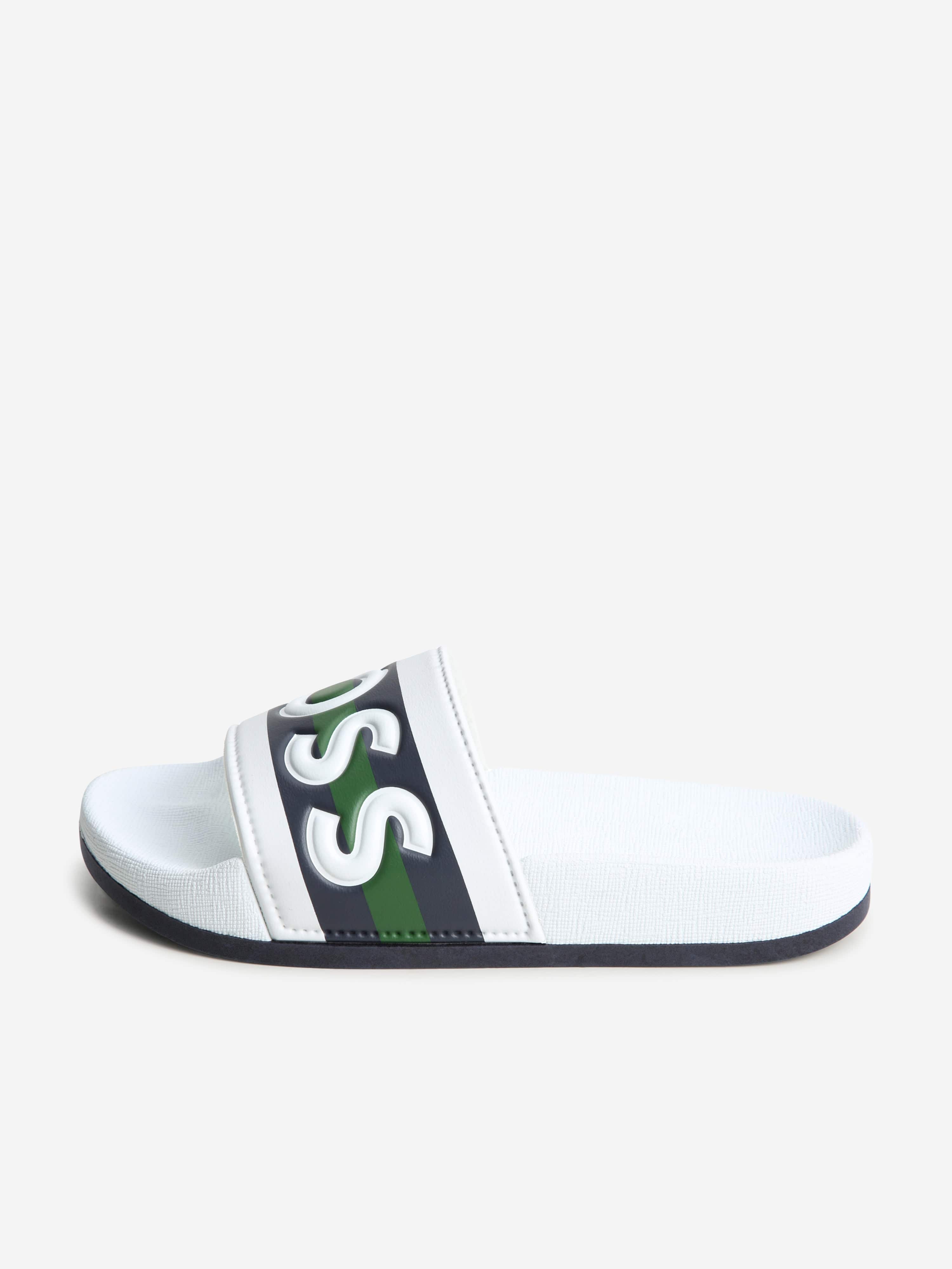 BOSS Boys Logo Sliders in White