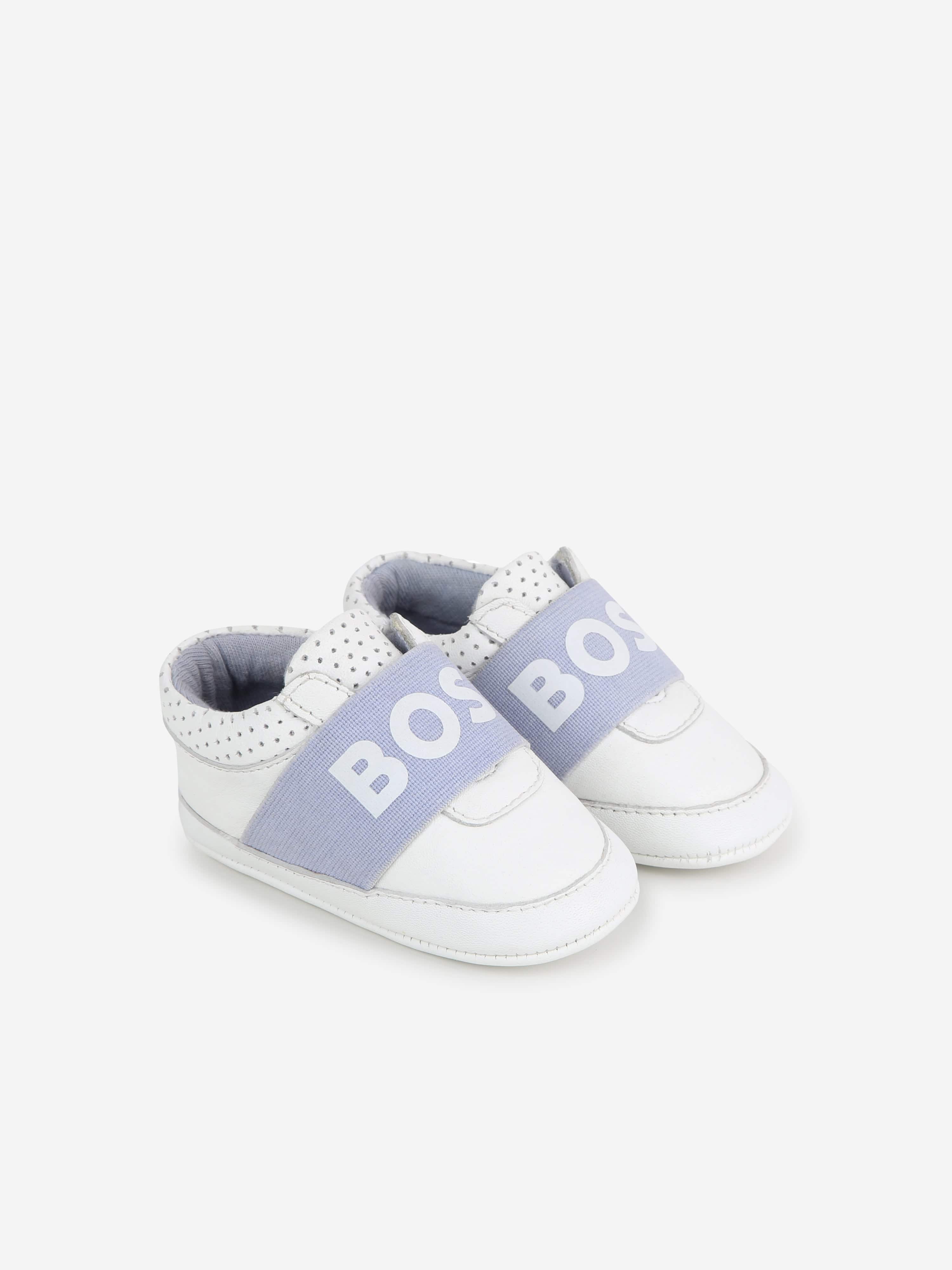 BOSS Baby Boys Leather Pre-Walker Shoes in White