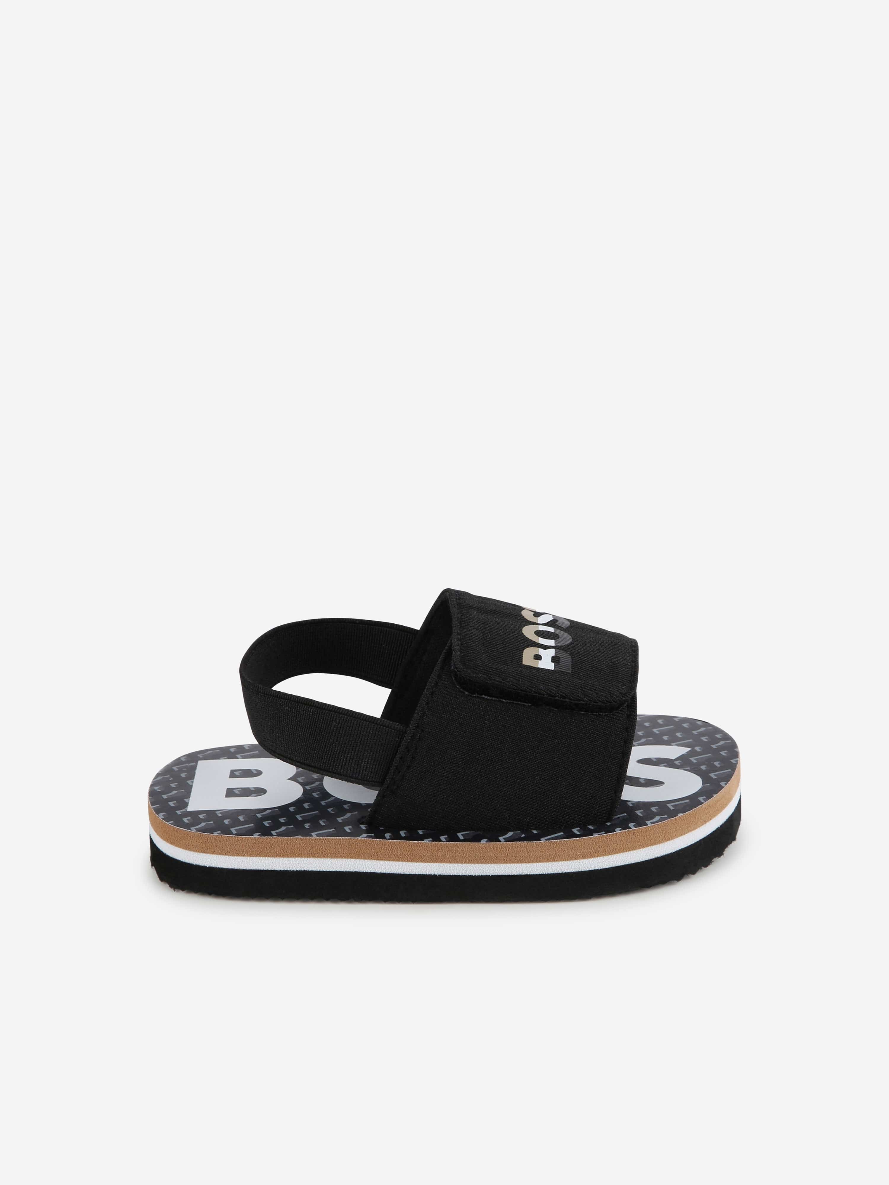 BOSS Boys Logo Sandals in Black