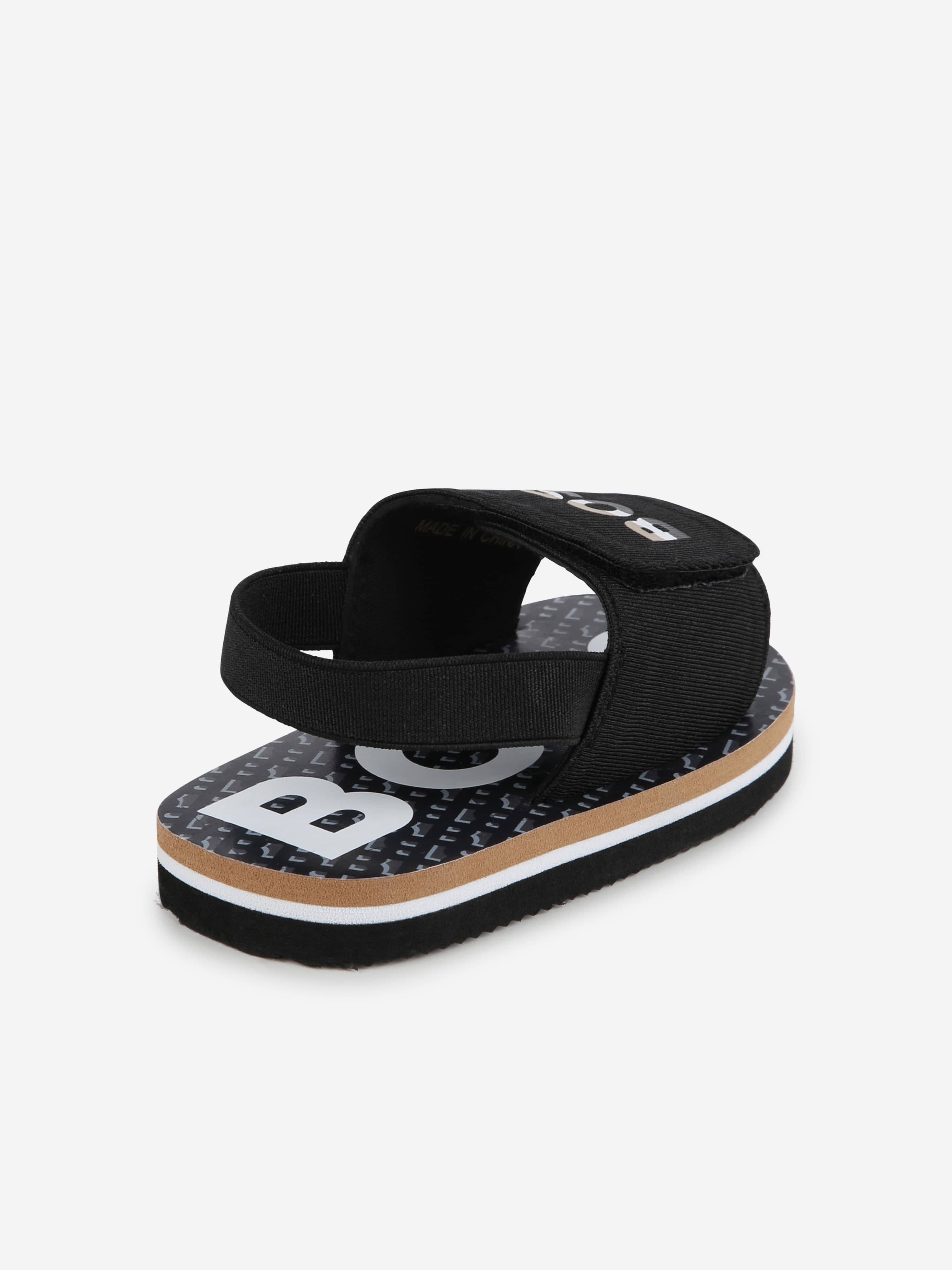 BOSS Boys Logo Sandals in Black