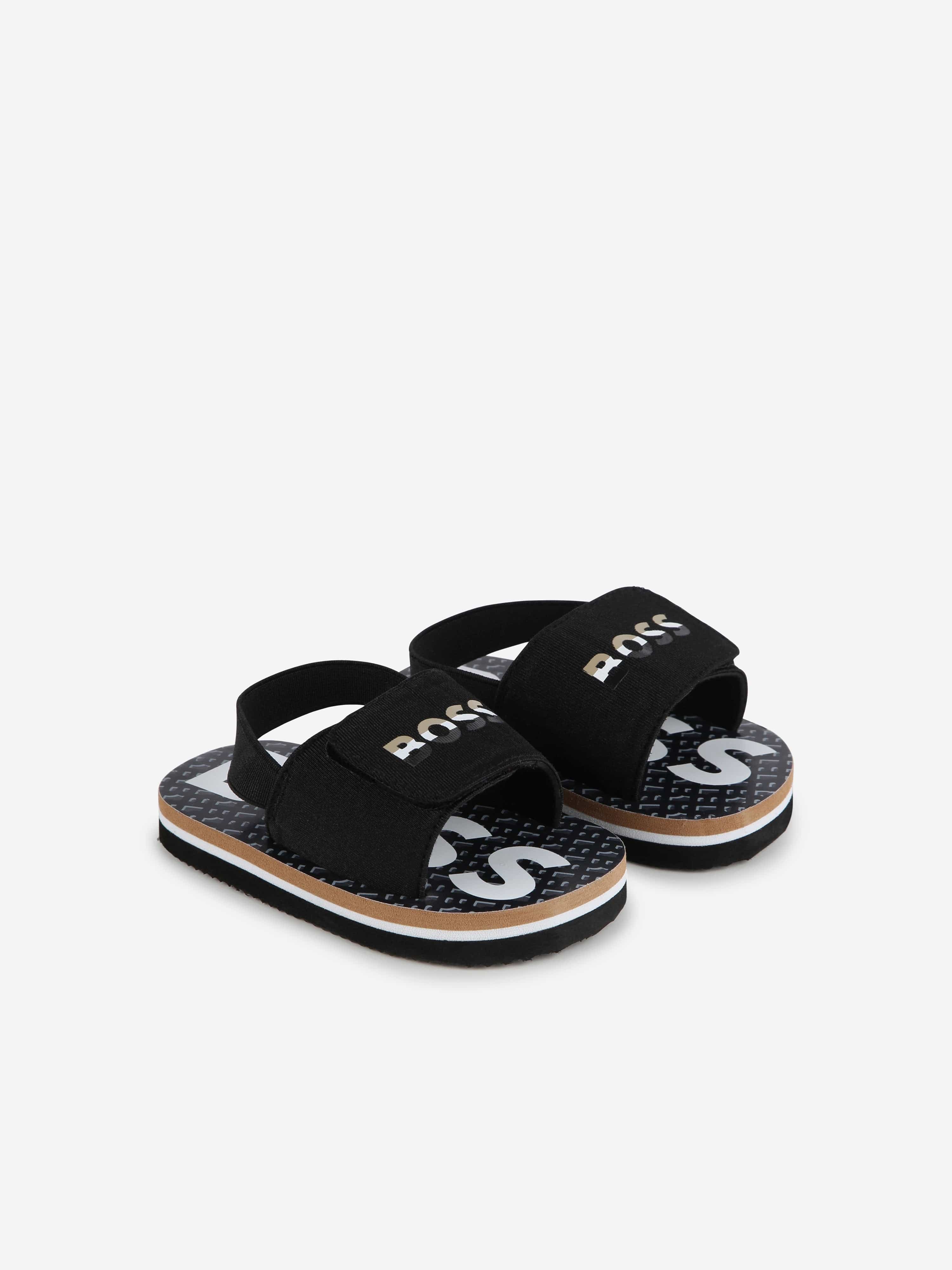 BOSS Boys Logo Sandals in Black