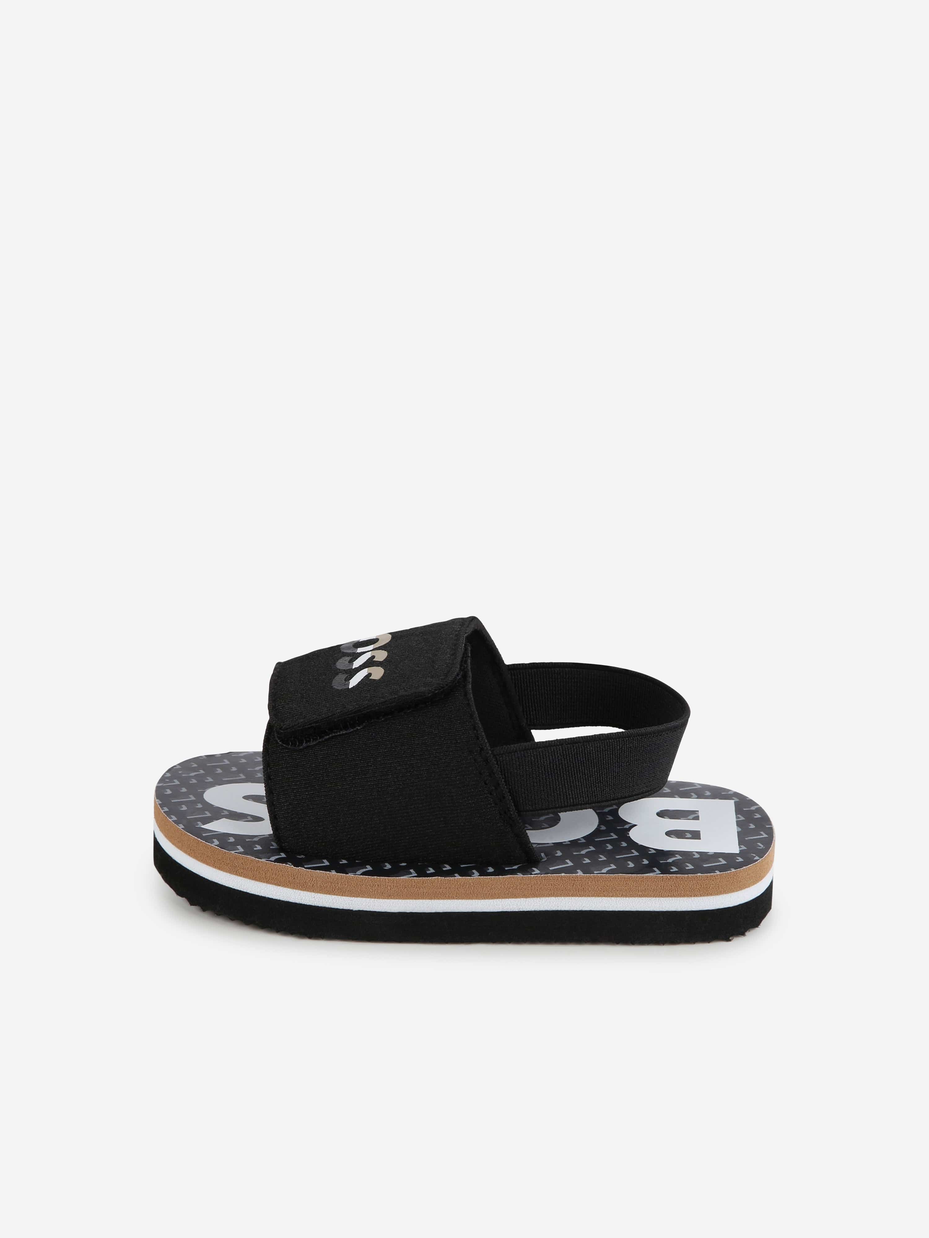 BOSS Boys Logo Sandals in Black