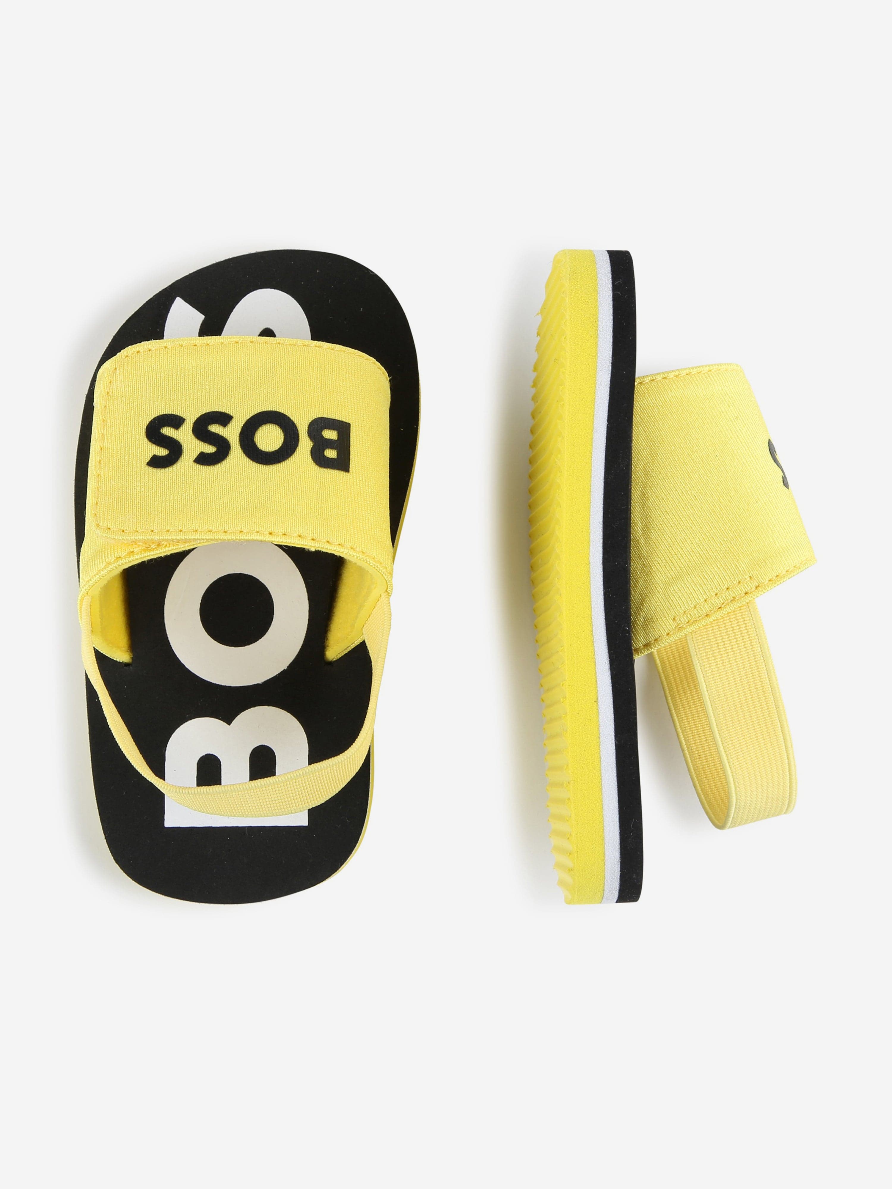 BOSS Boys Logo Sandals in Yellow