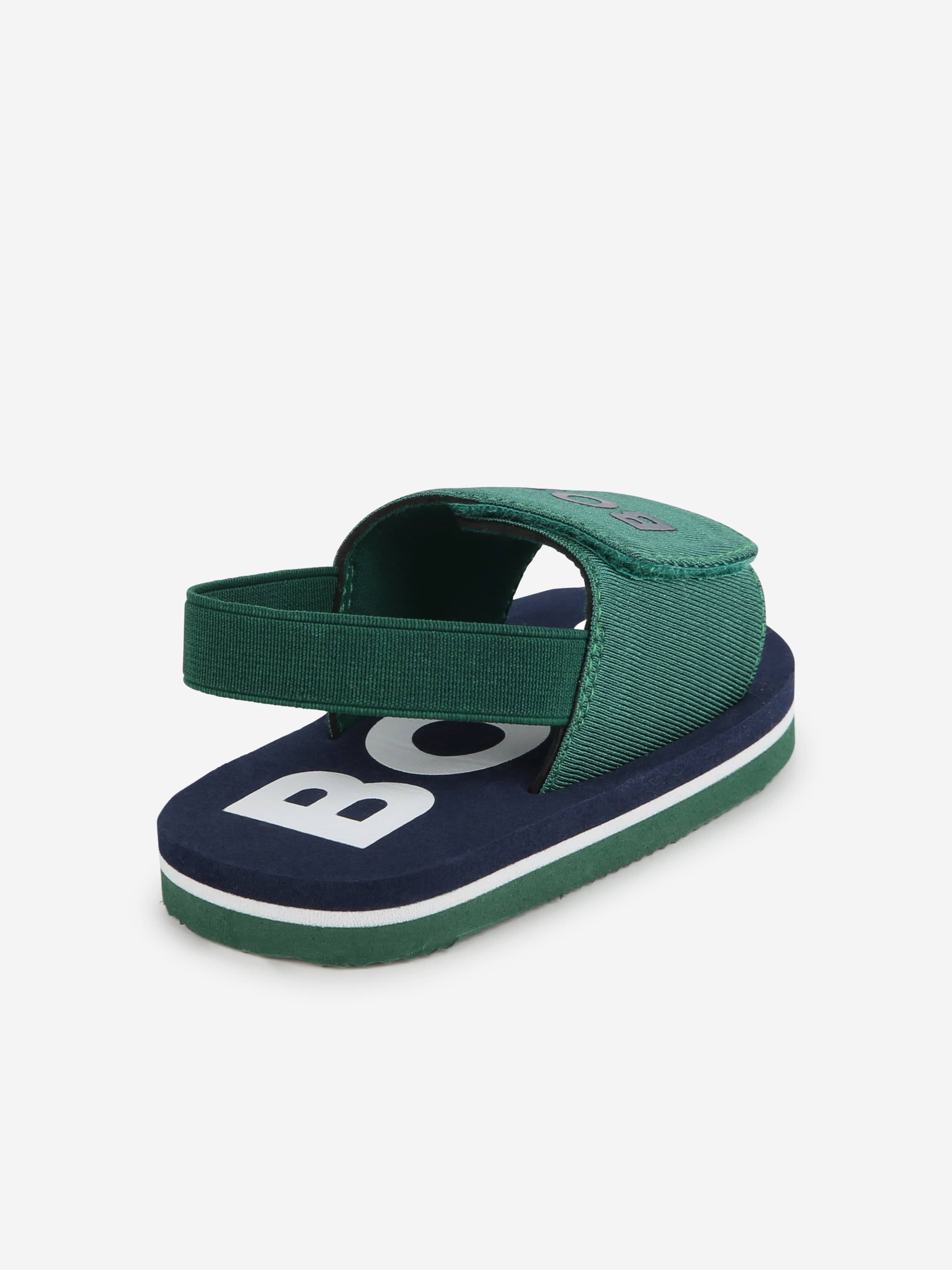 BOSS Boys Logo Sandals in Green