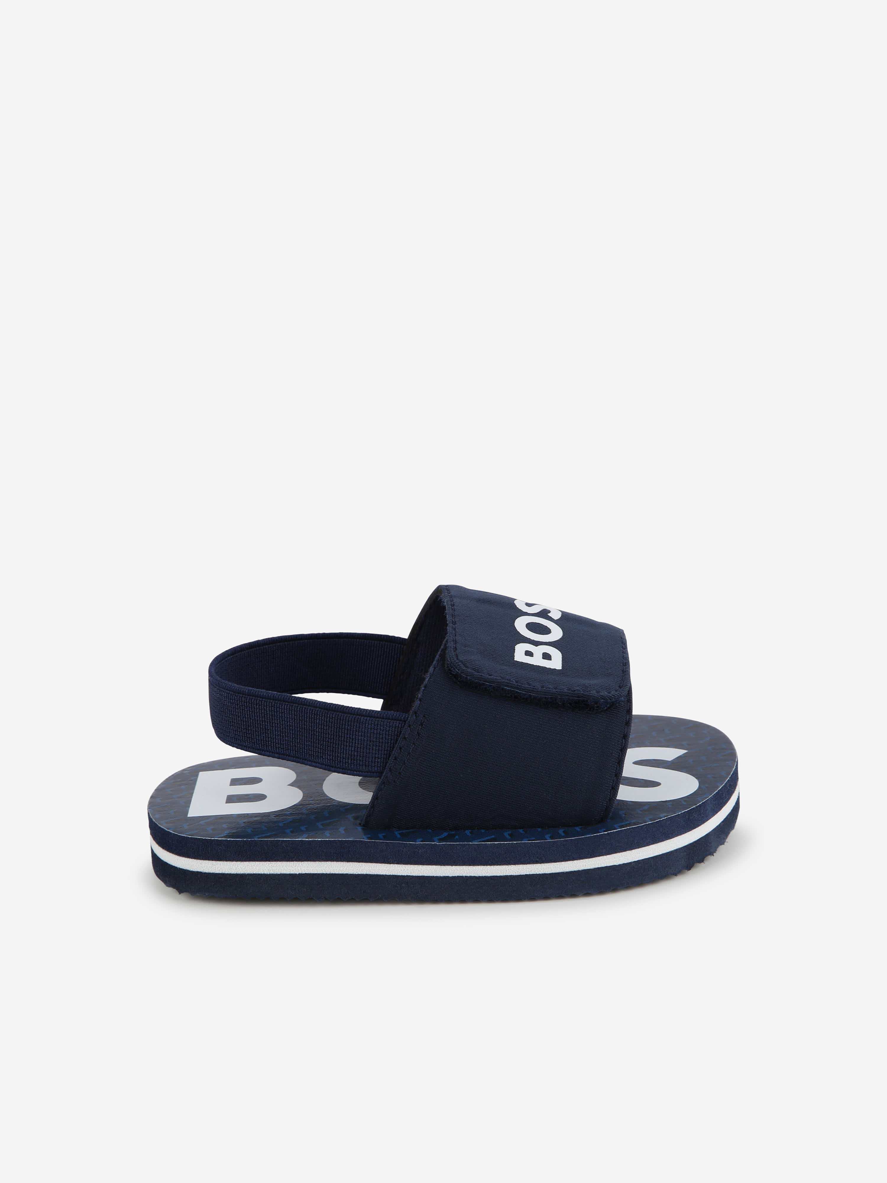 BOSS Boys Logo Sandals in Navy