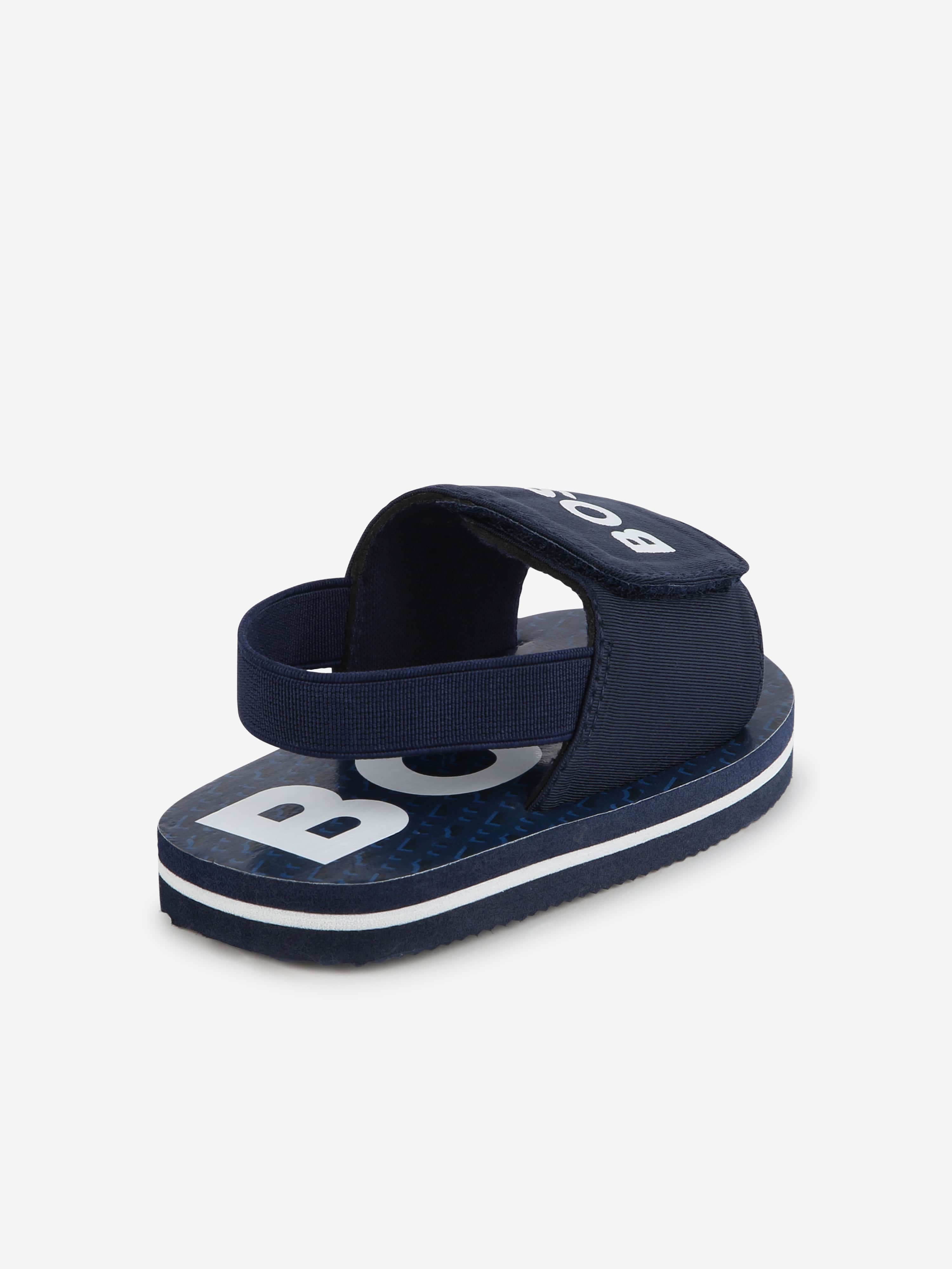 BOSS Boys Logo Sandals in Navy