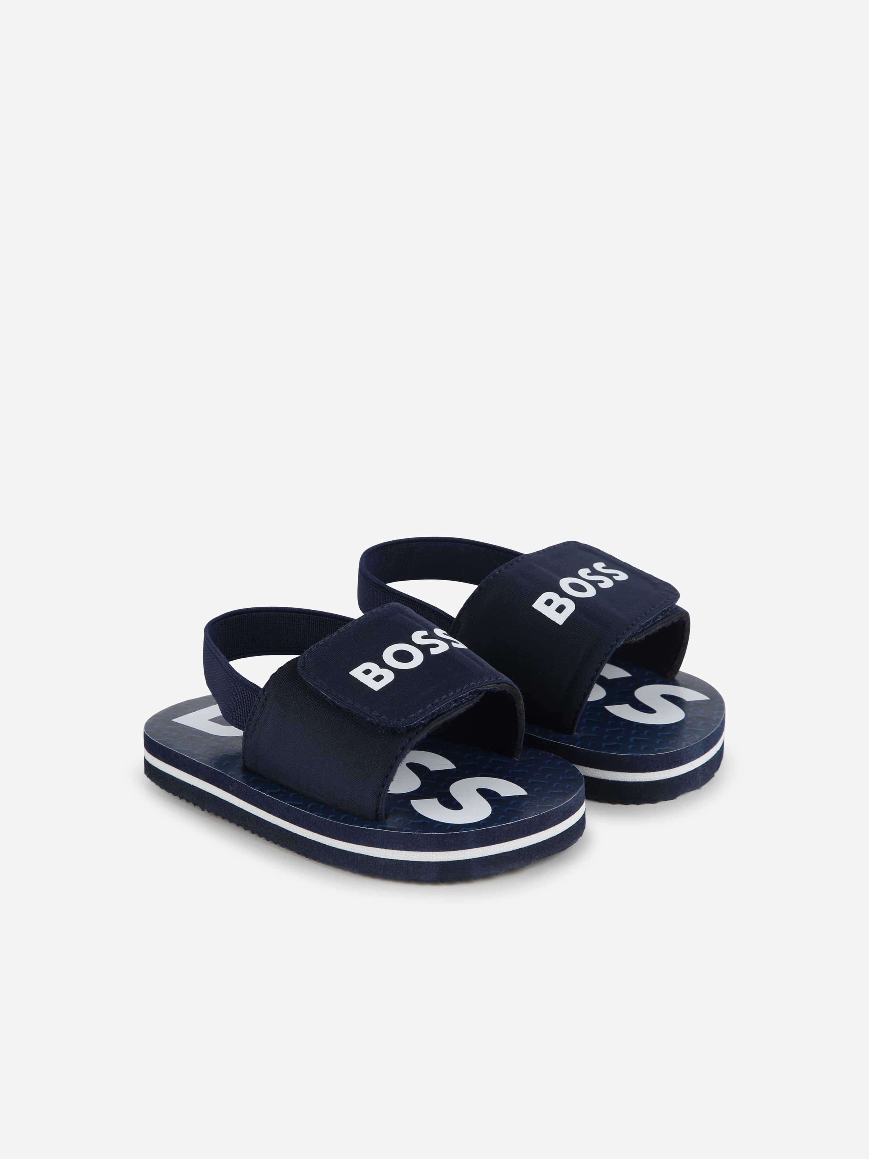 BOSS Boys Logo Sandals in Navy