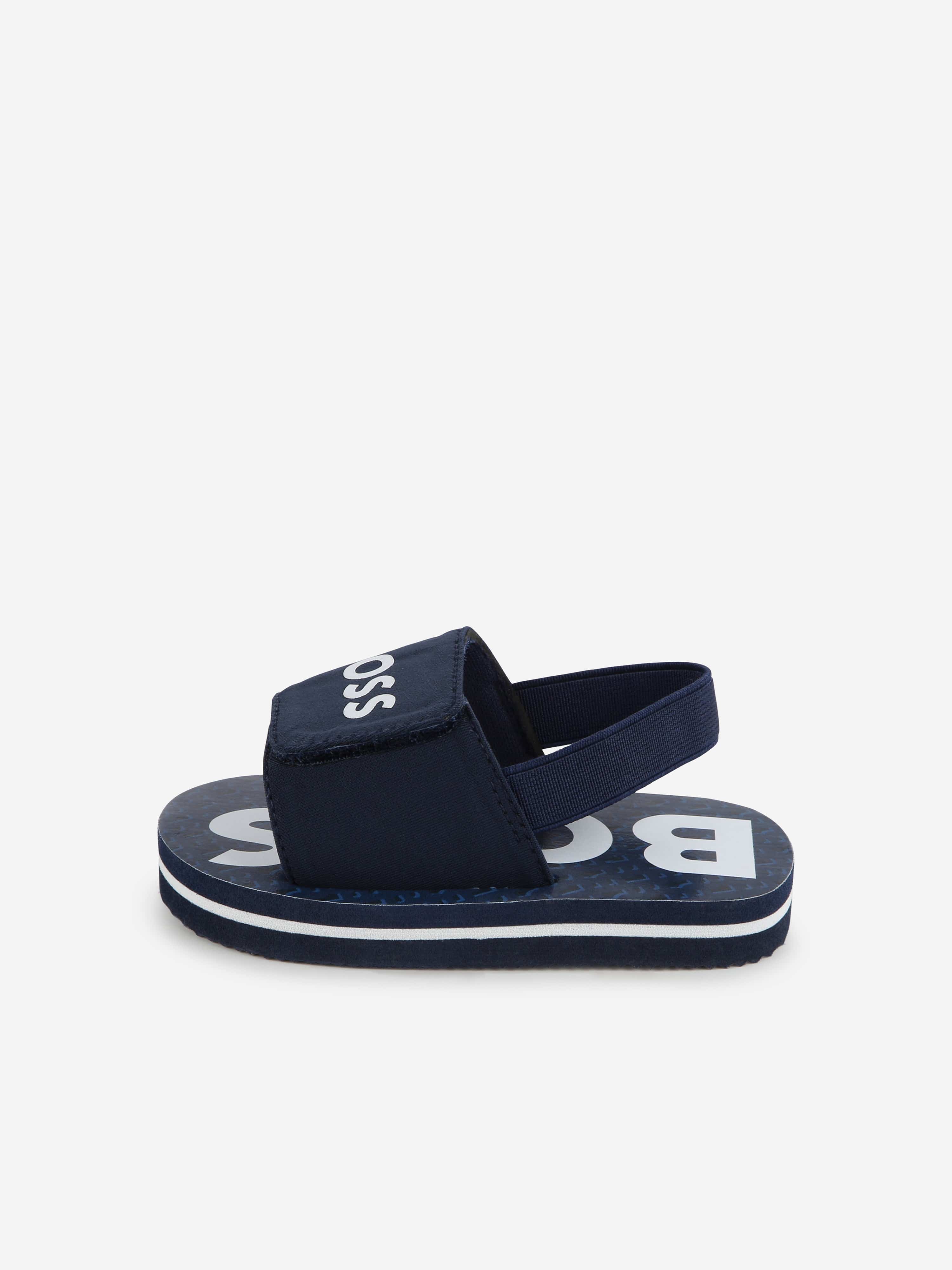 BOSS Boys Logo Sandals in Navy