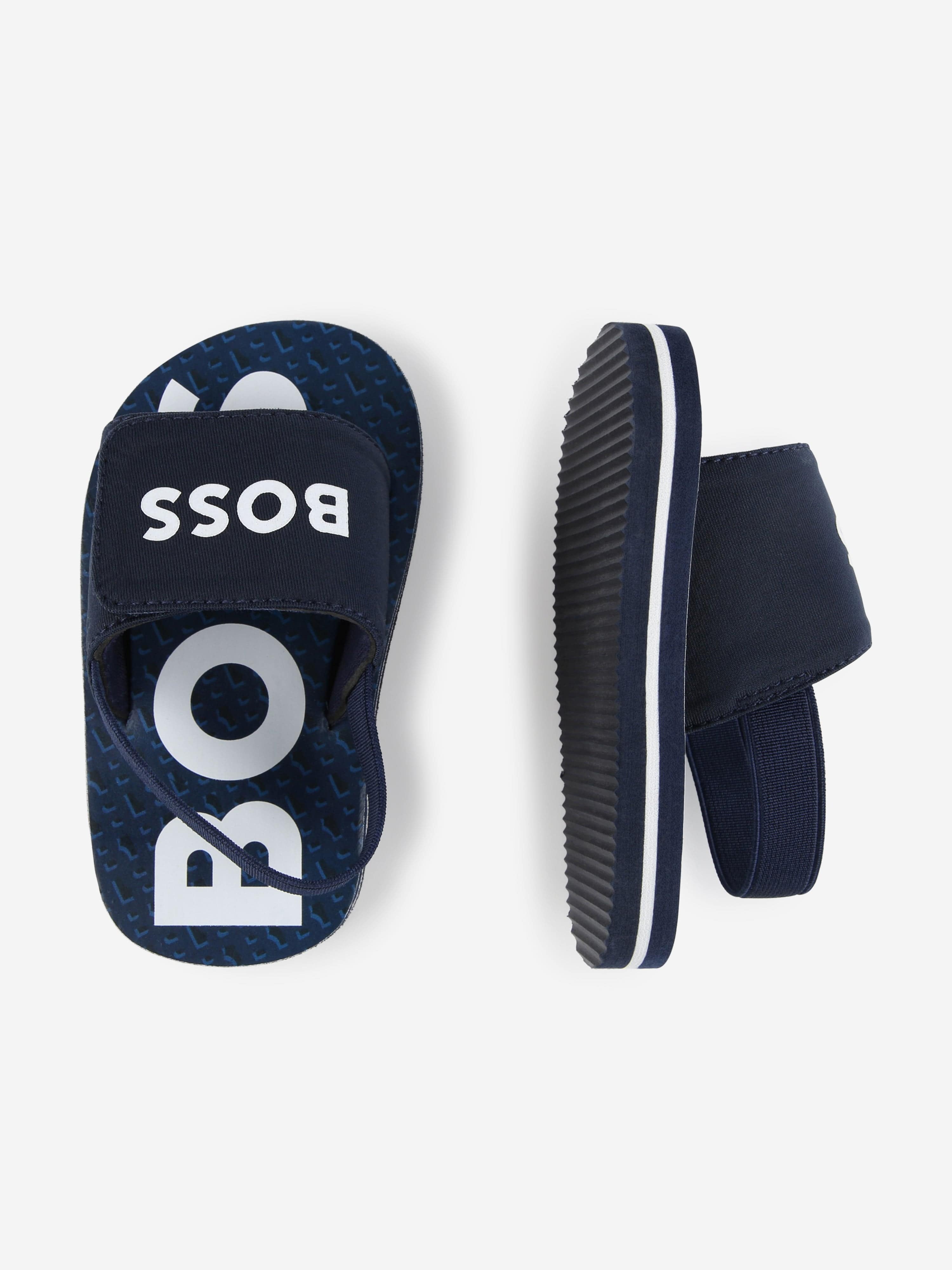 BOSS Boys Logo Sandals in Navy