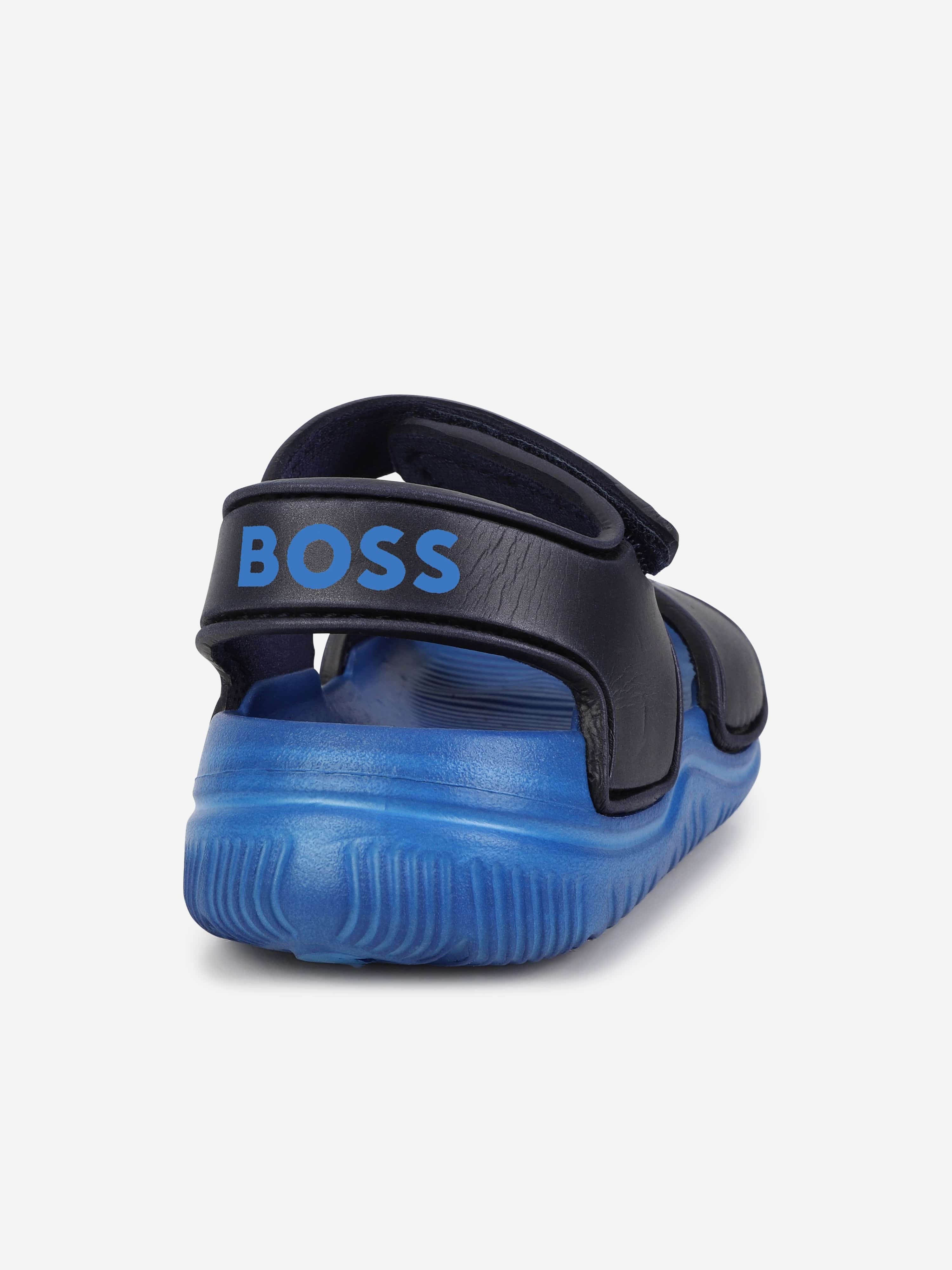 BOSS Boys Logo Sandals in Navy