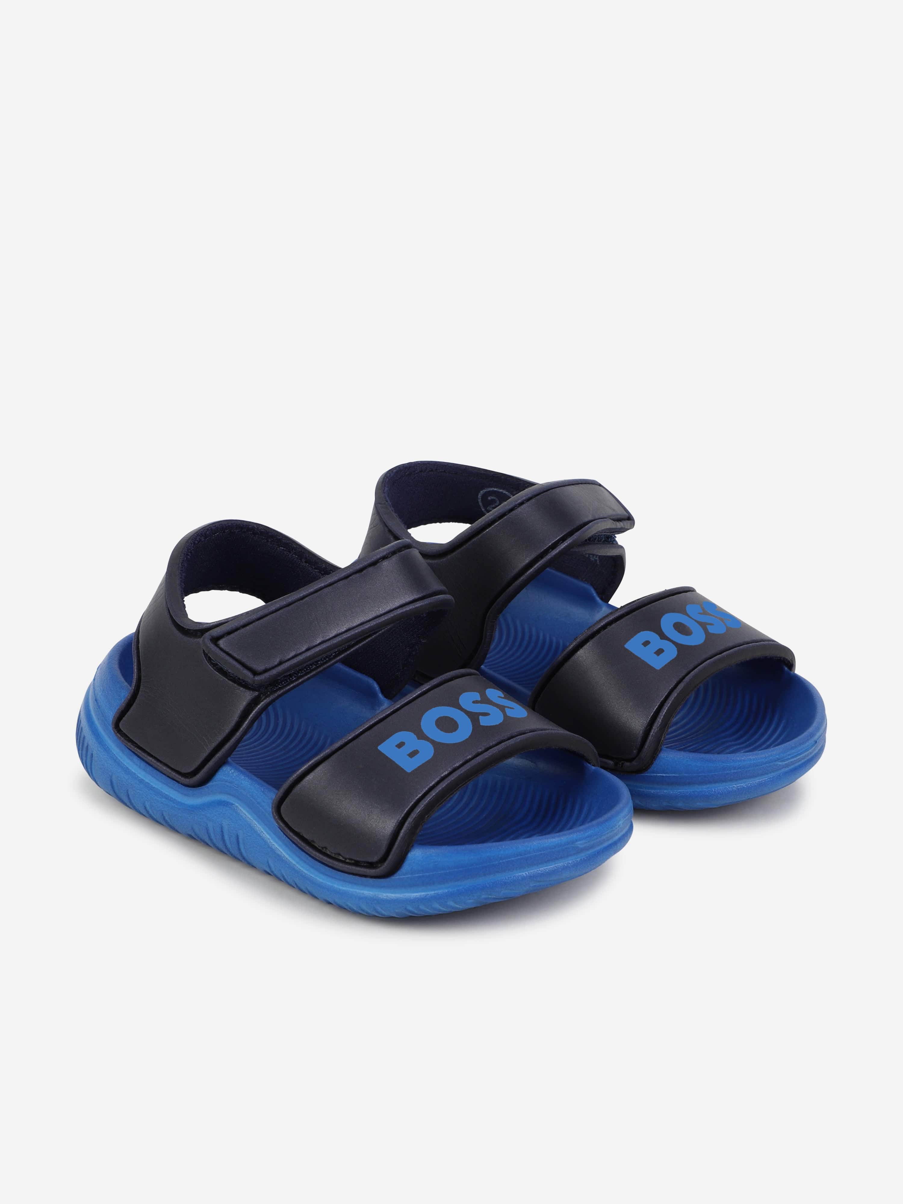 BOSS Boys Logo Sandals in Navy