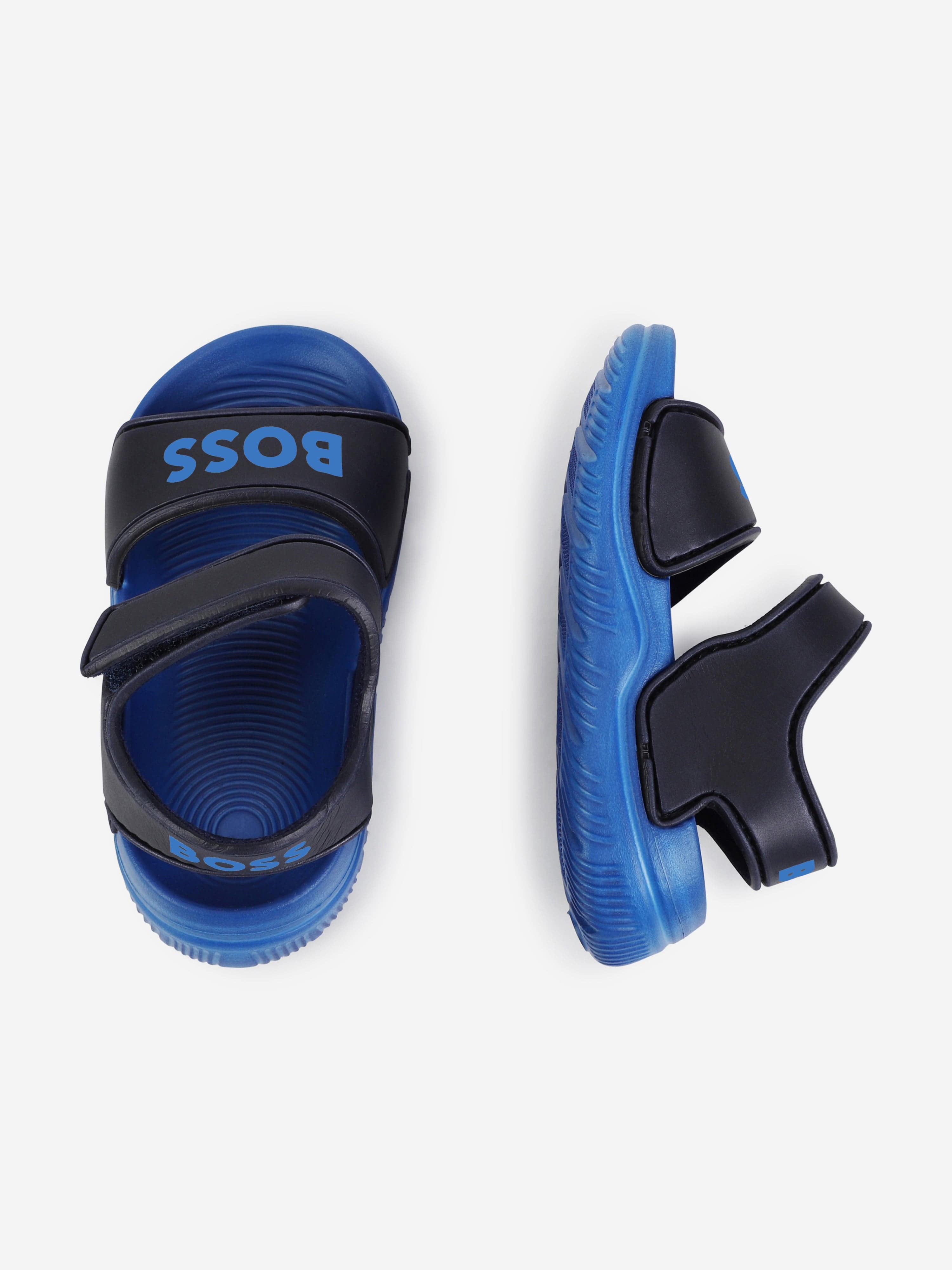 BOSS Boys Logo Sandals in Navy